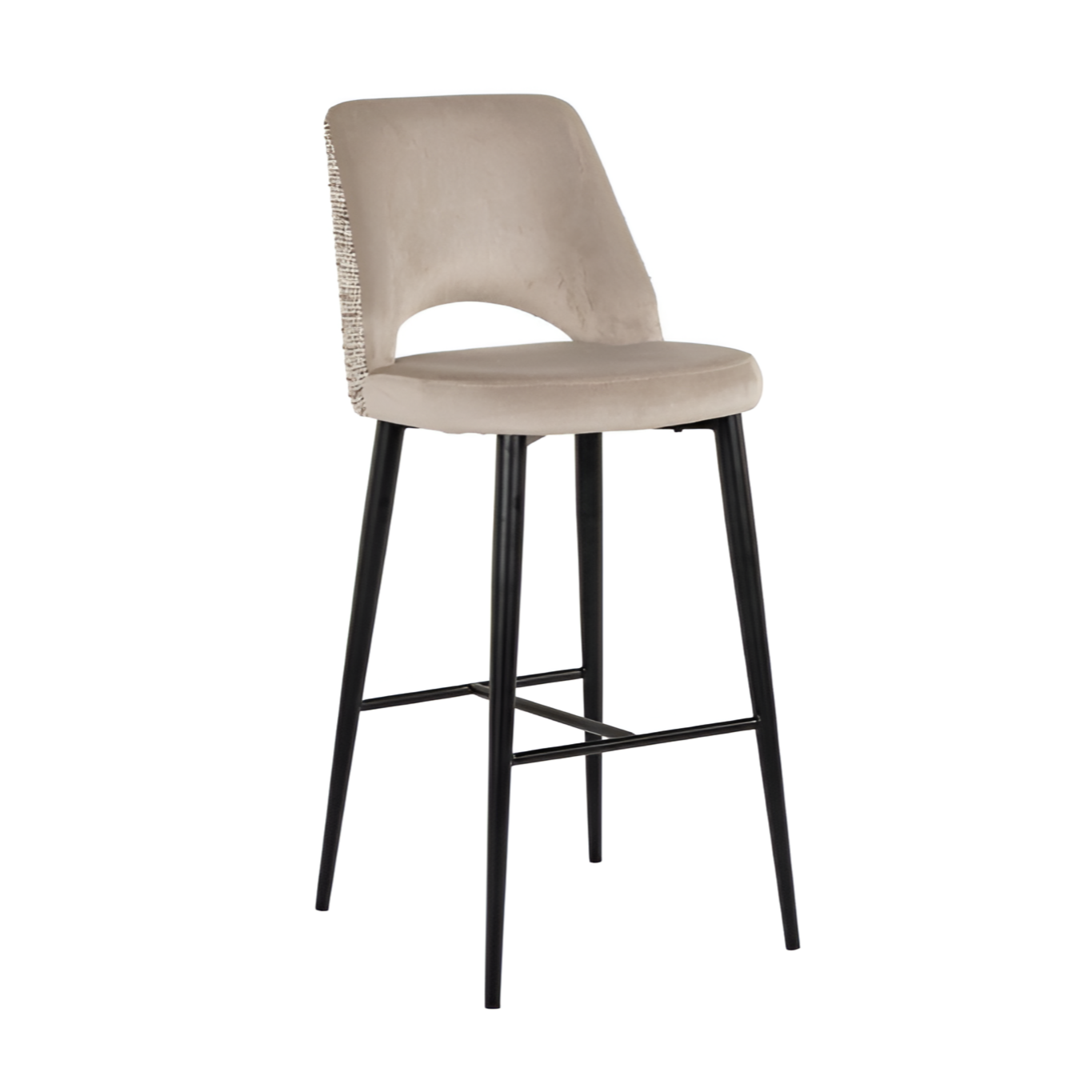 Barhocker TABITHA beige mit schwarzem Fuß