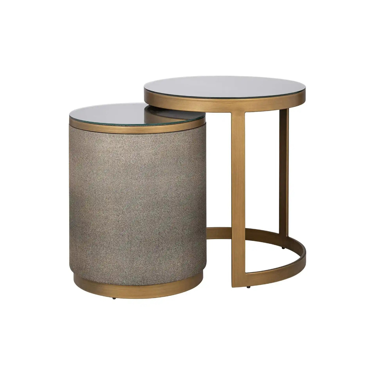 Set van bijzettafels BLOOMVILLE bruin met goud