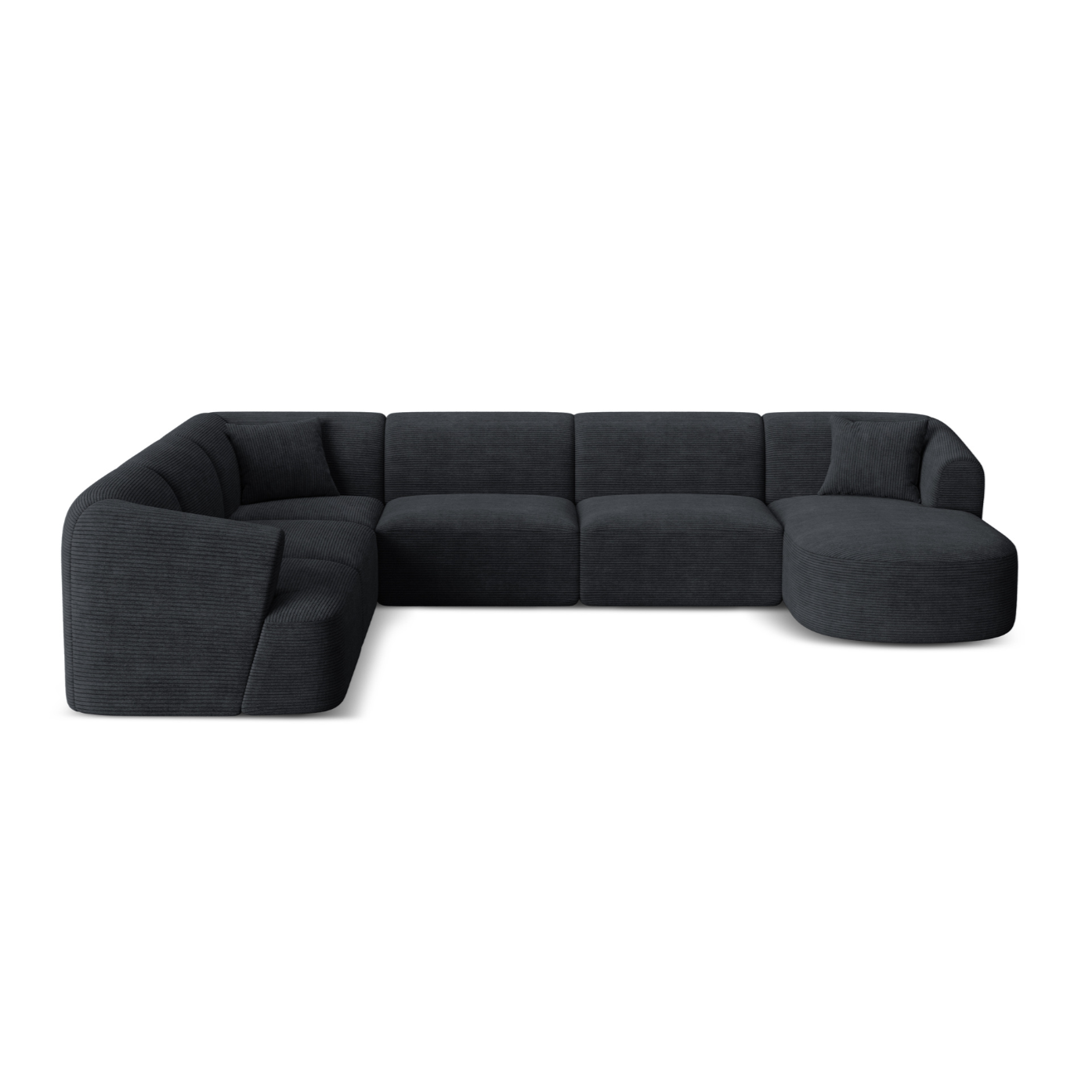 Left-sided panoramic corner sofa for 7 people CAMPI black corduroy
