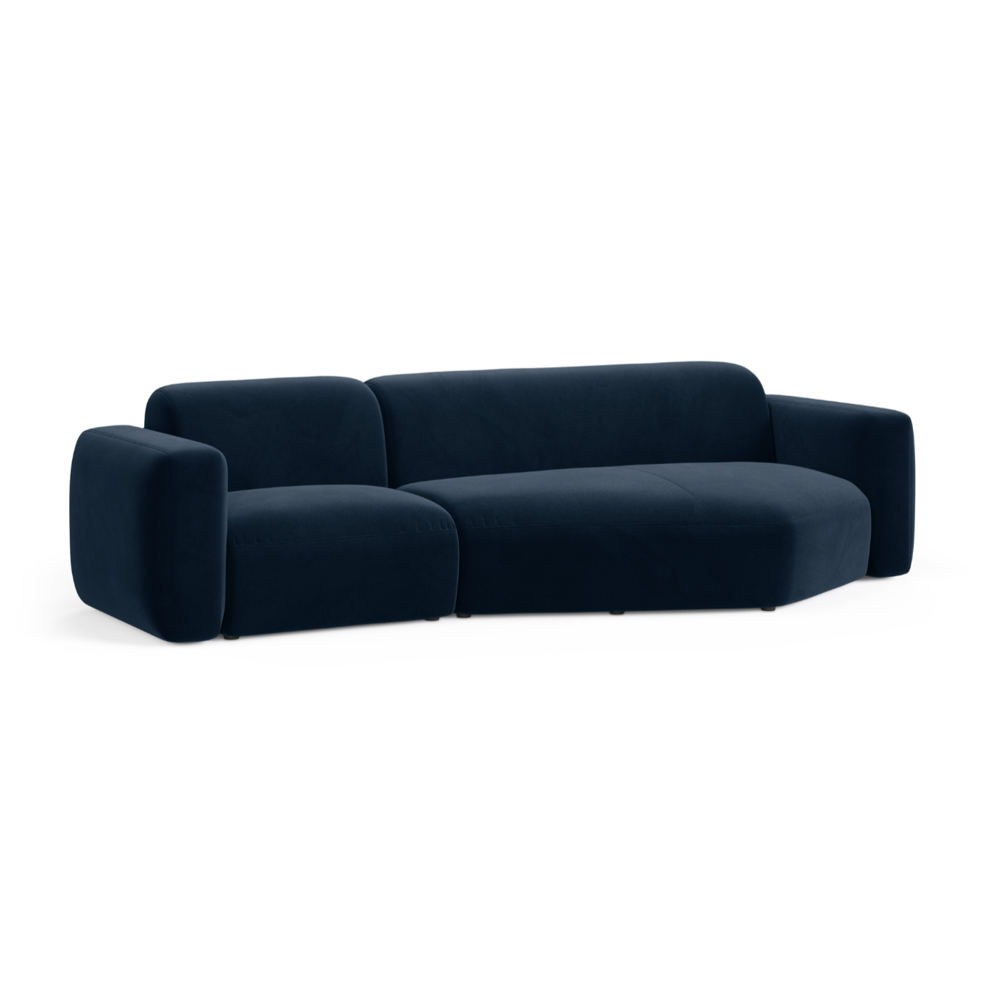 Samt-Ecksofa rechts STRINO in Marineblau