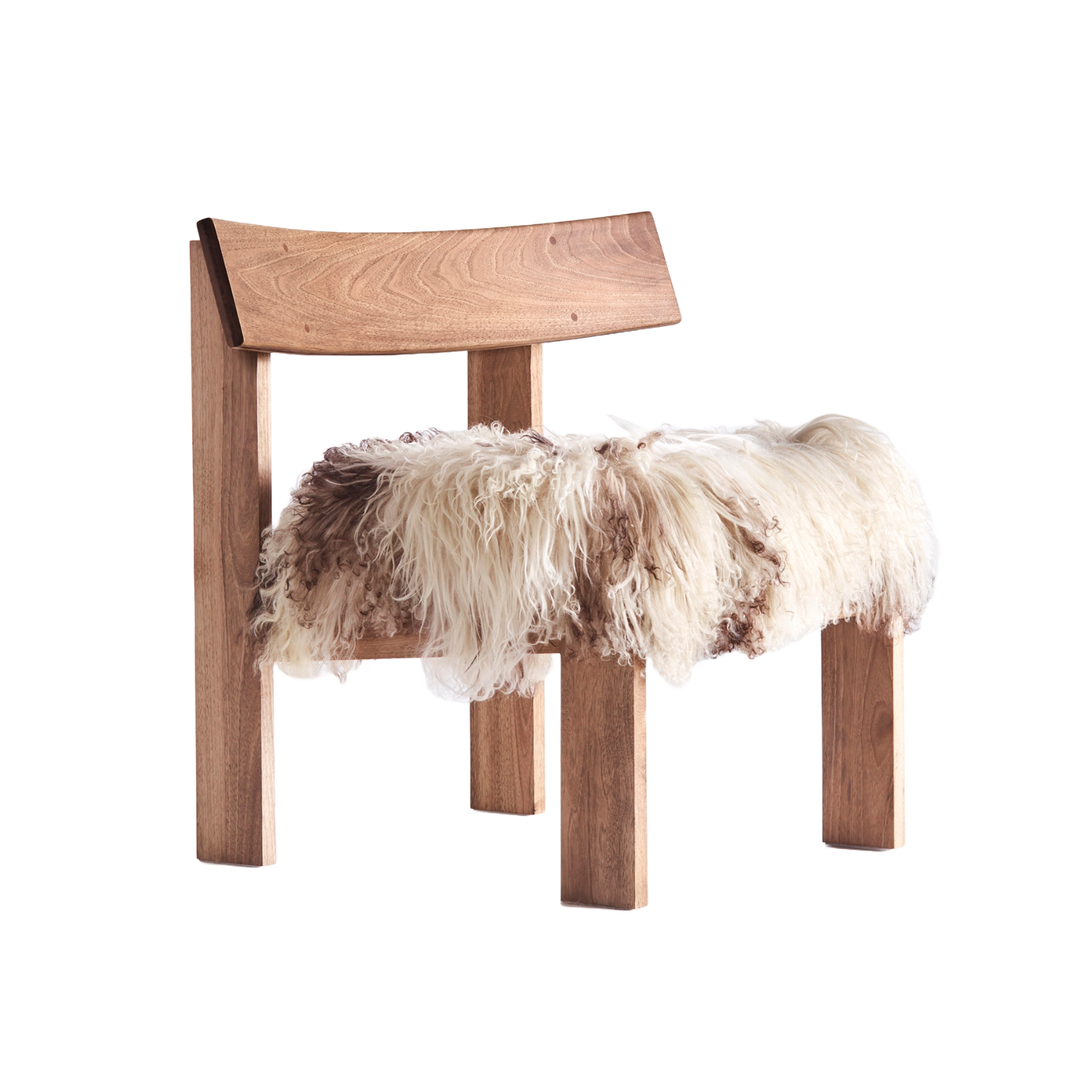 Fauteuil EASY notenhout en schapenleer