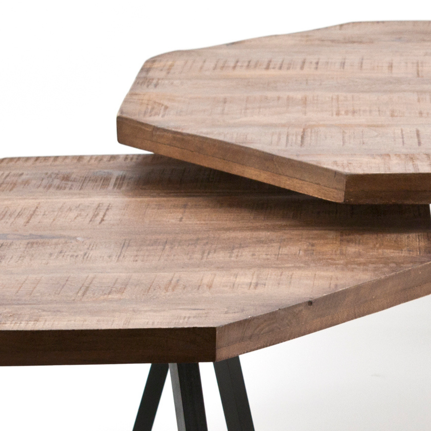 Zestaw stolików kawowych OCTAGON drewno mango