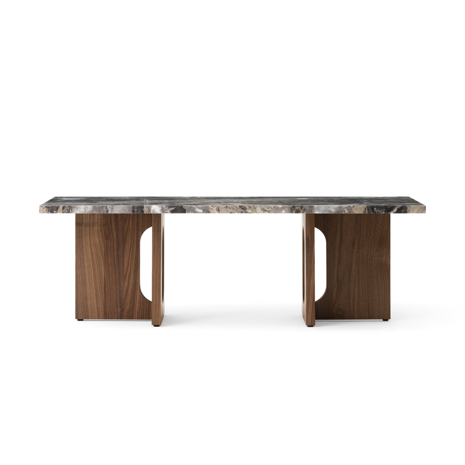 Koffietafel ANDROGYNE grijs marmer met notenhouten basis