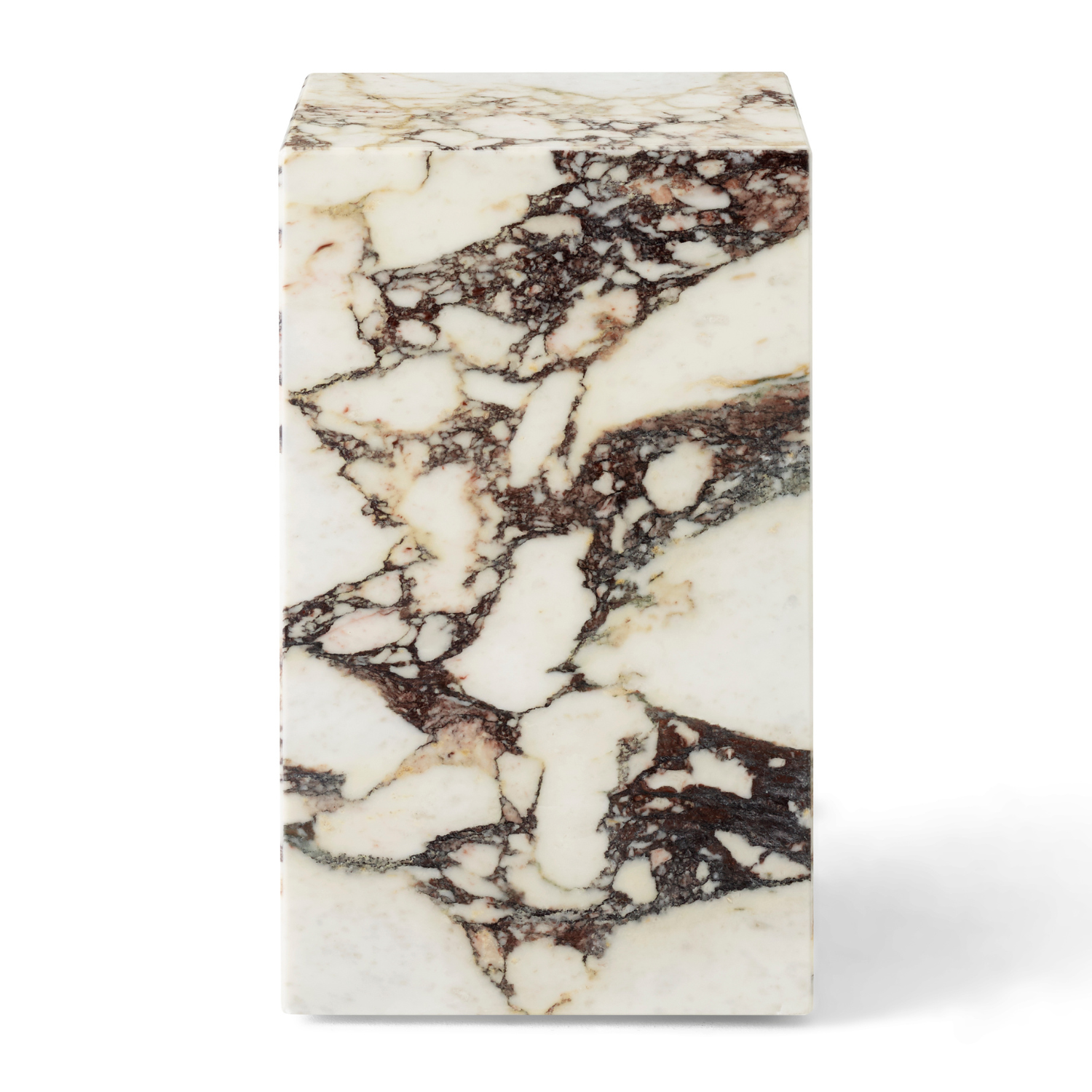 PLINTH Side Table White-Brown Marble