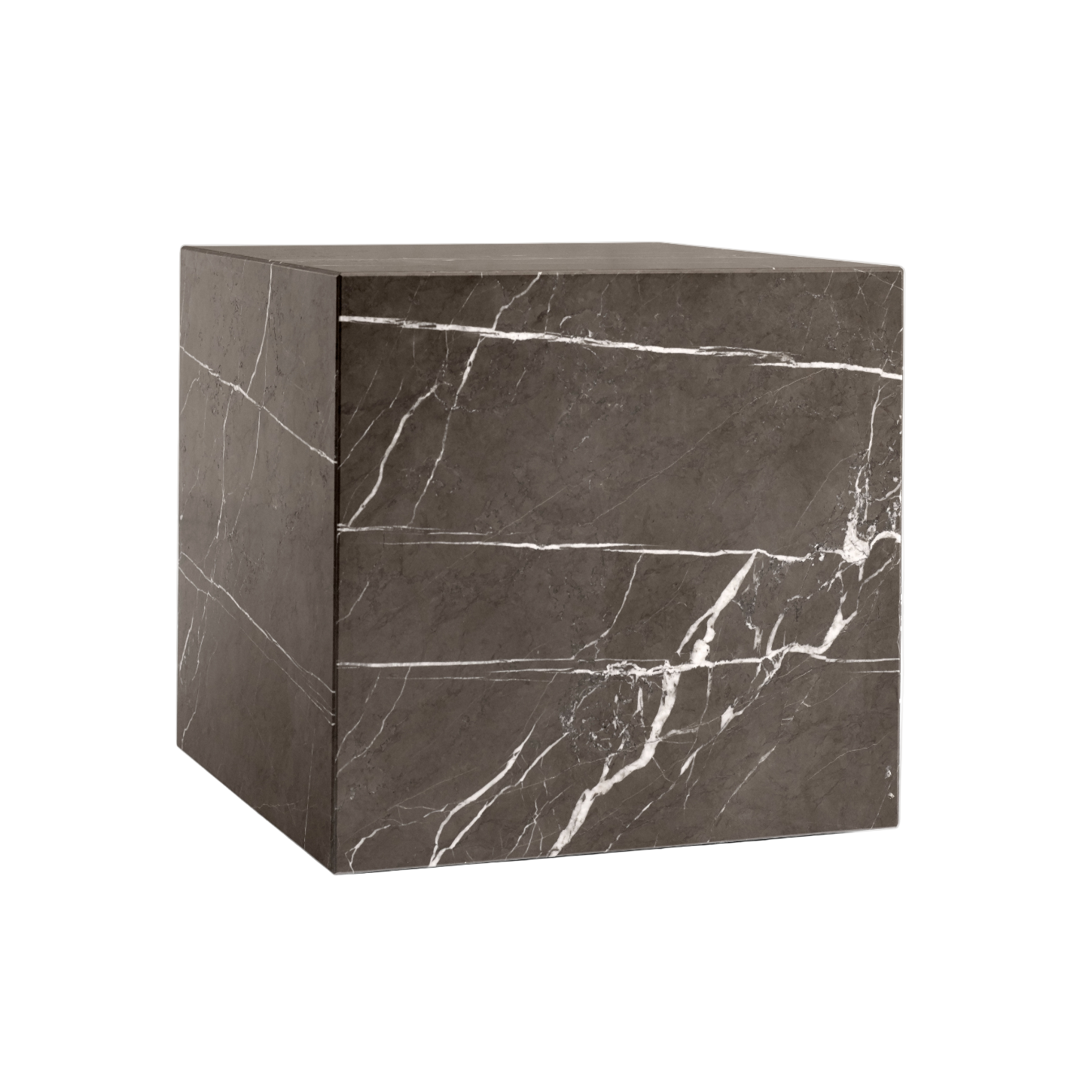 PLINTH CUBIC Side Table Brown Marble
