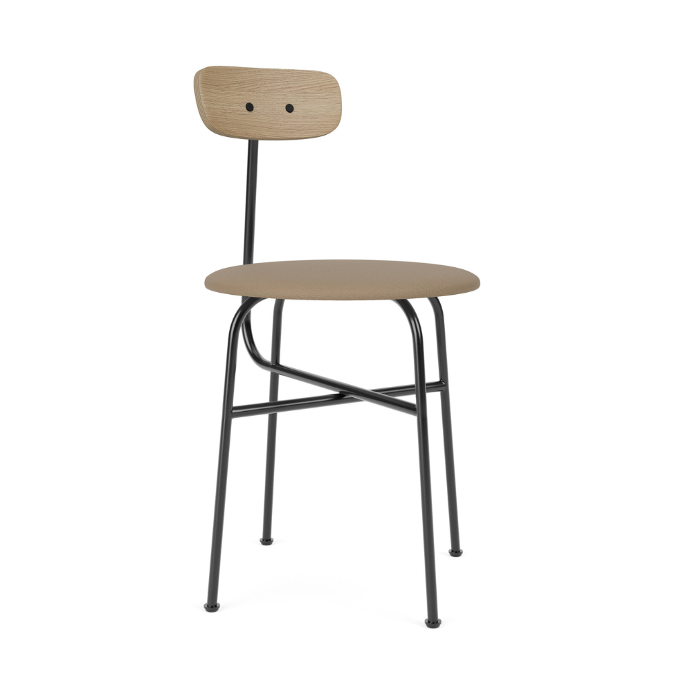 AFTEROOM chair with oak veneer and upholstered beige seat