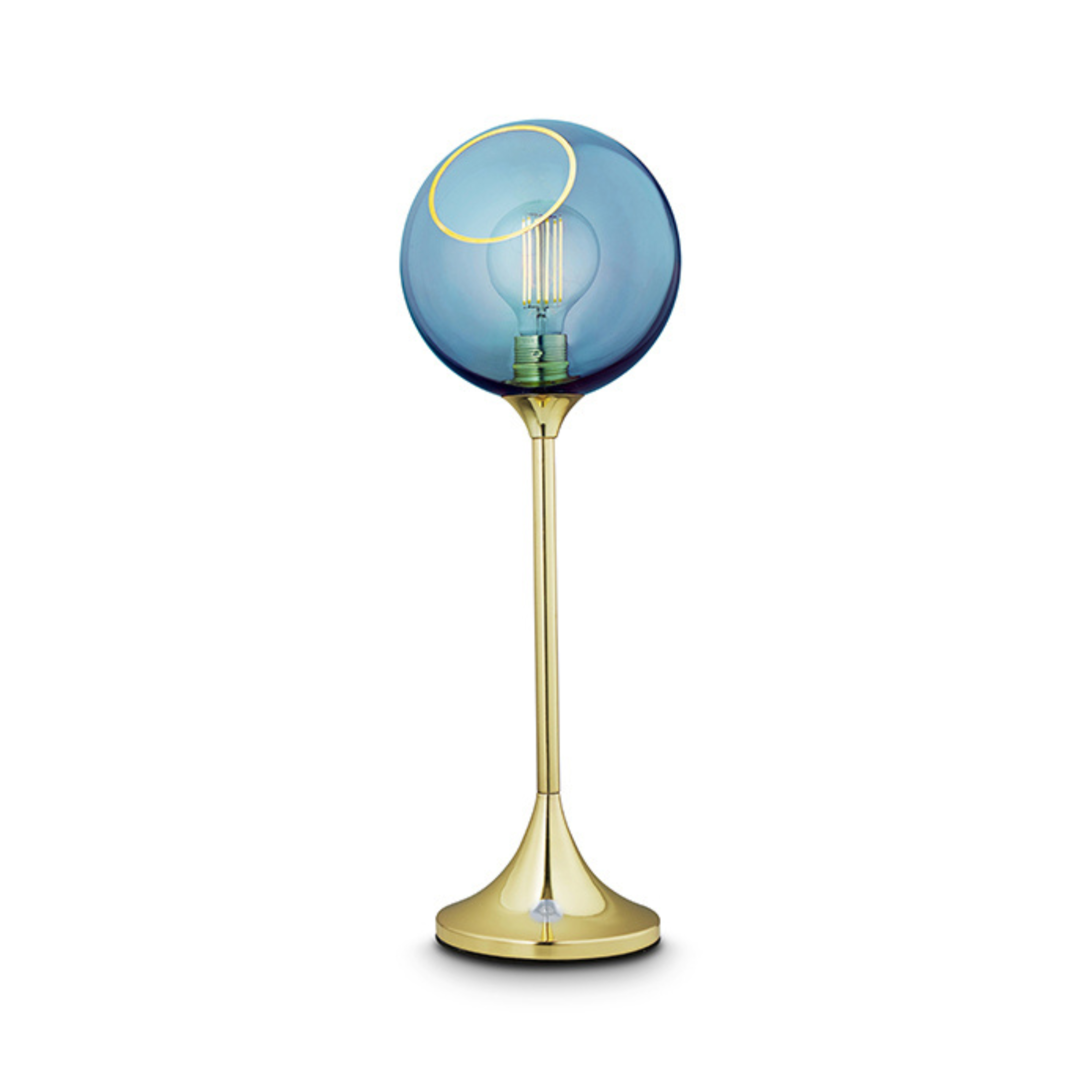 BALLROOM table lamp in blue with a gold base