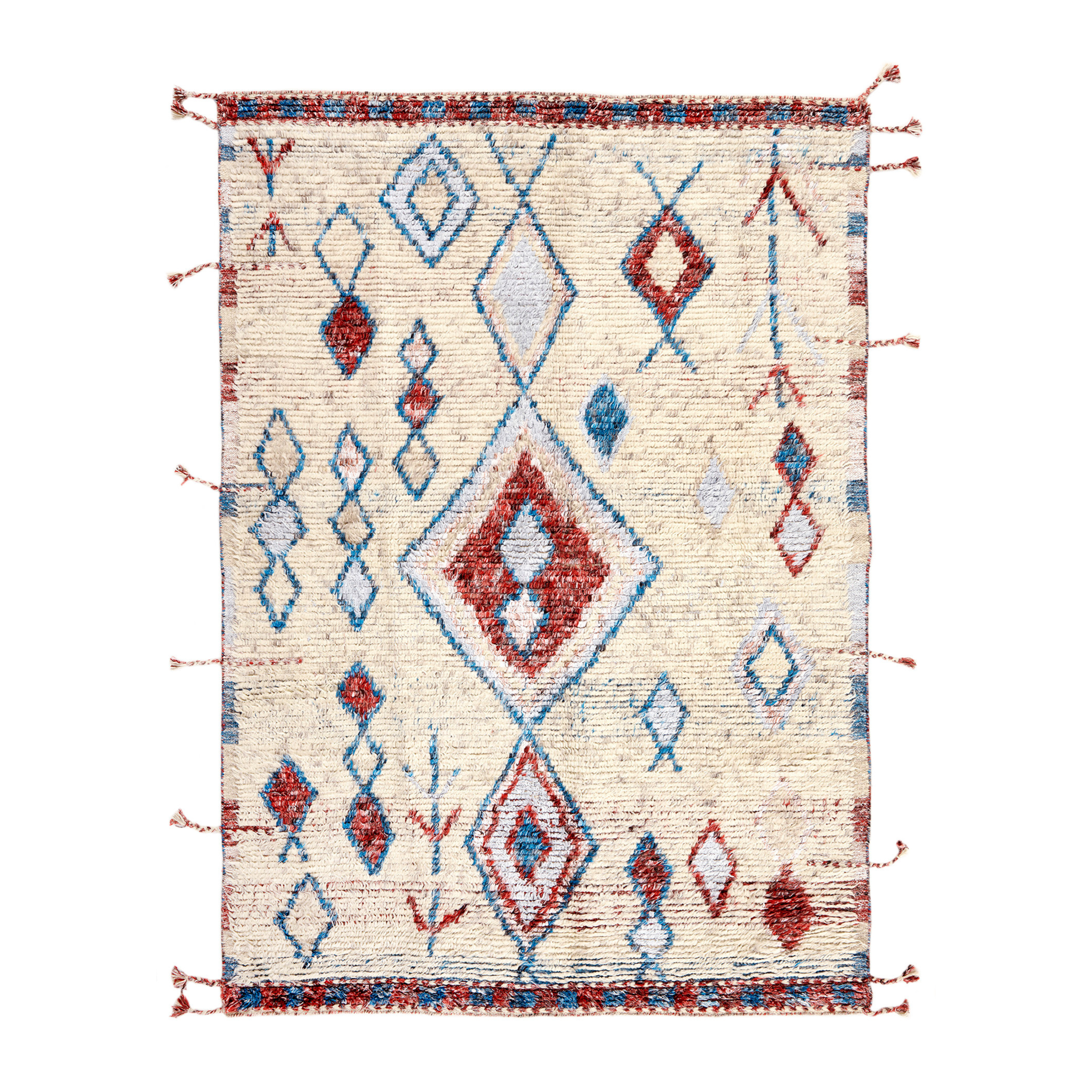 Teppich TRIBE beige mit Rot und Blau