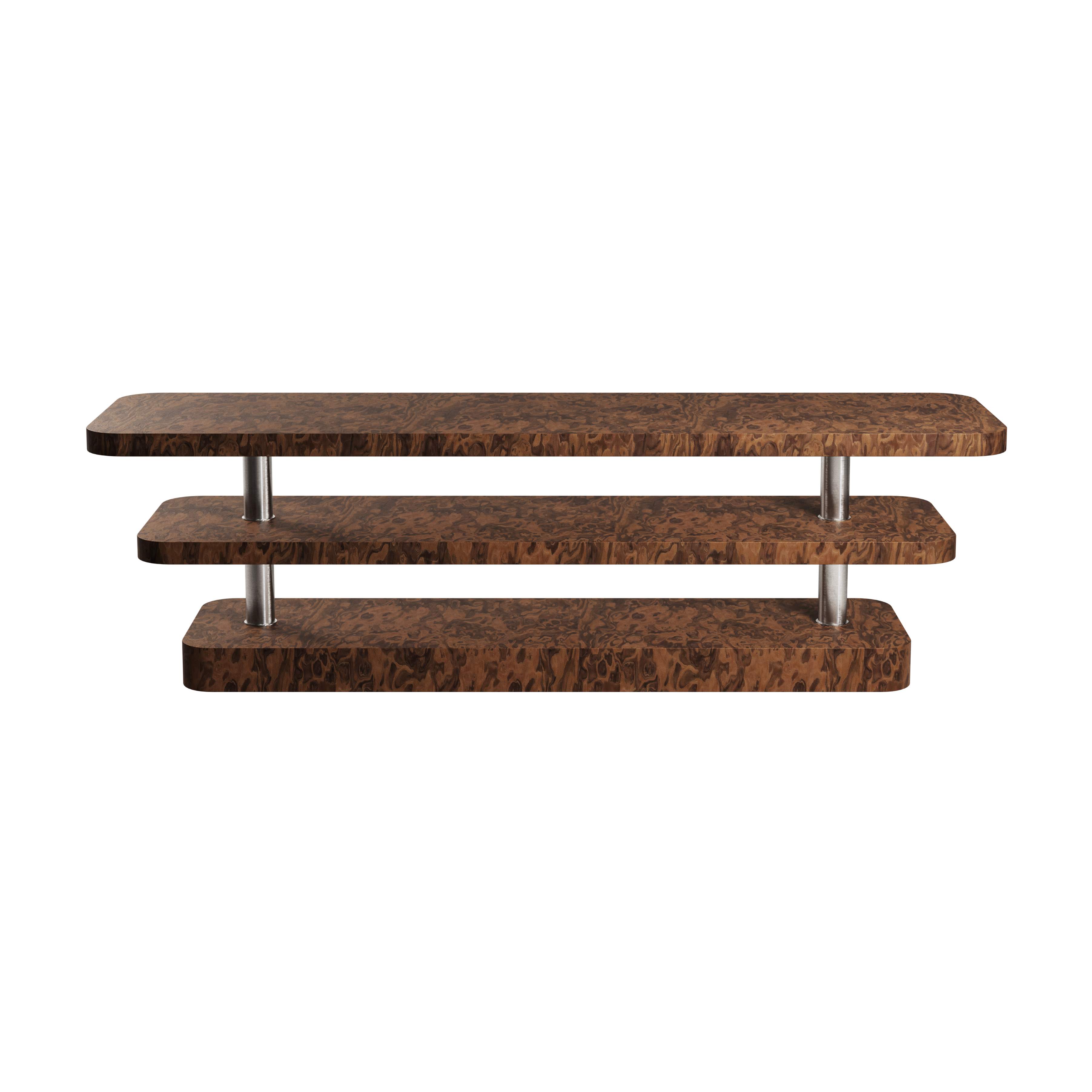 RTV-Sideboard REL Furnier California Burl mit stählernen Elementen