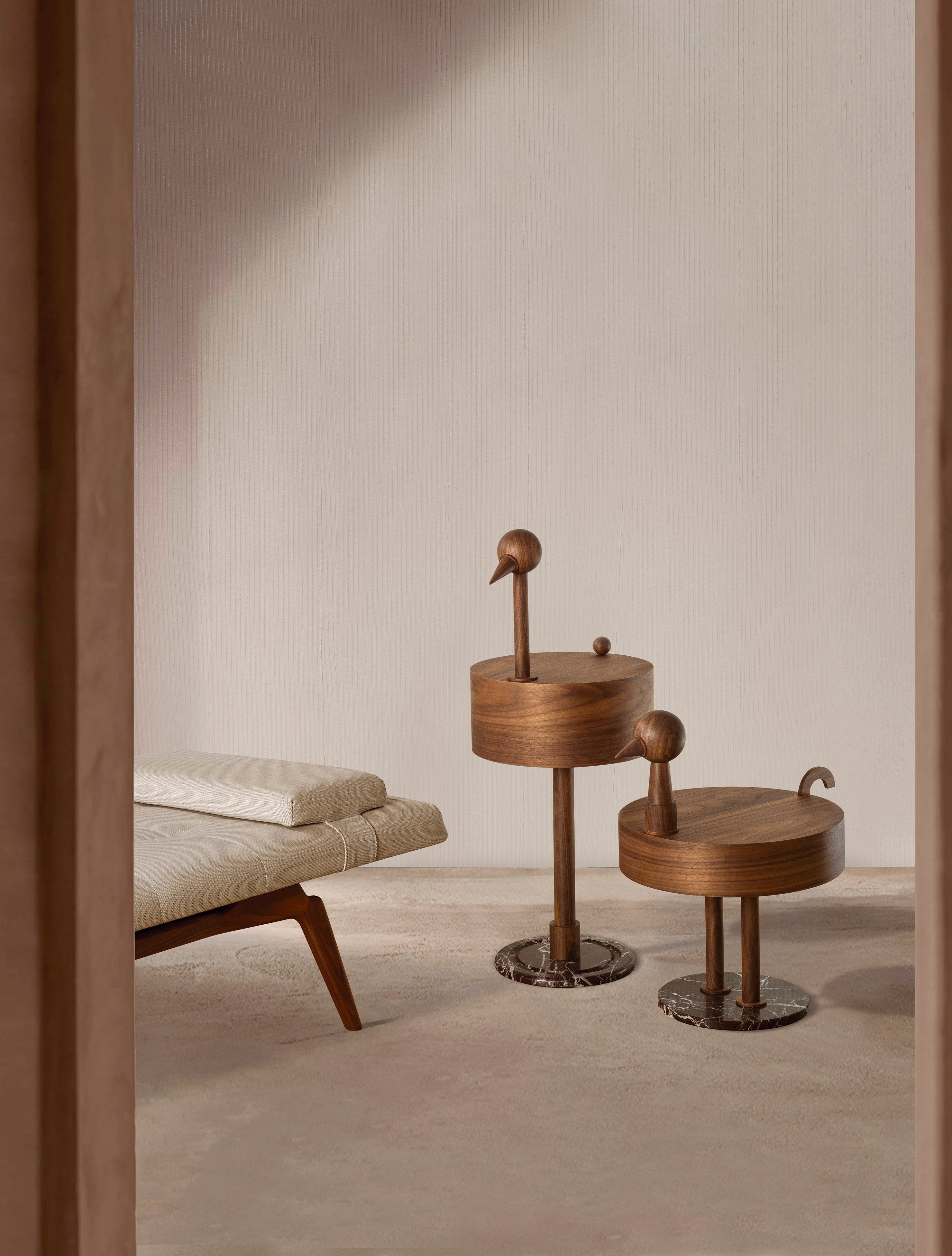 Koffietafel RARA AVIS notenhout met marmeren basis