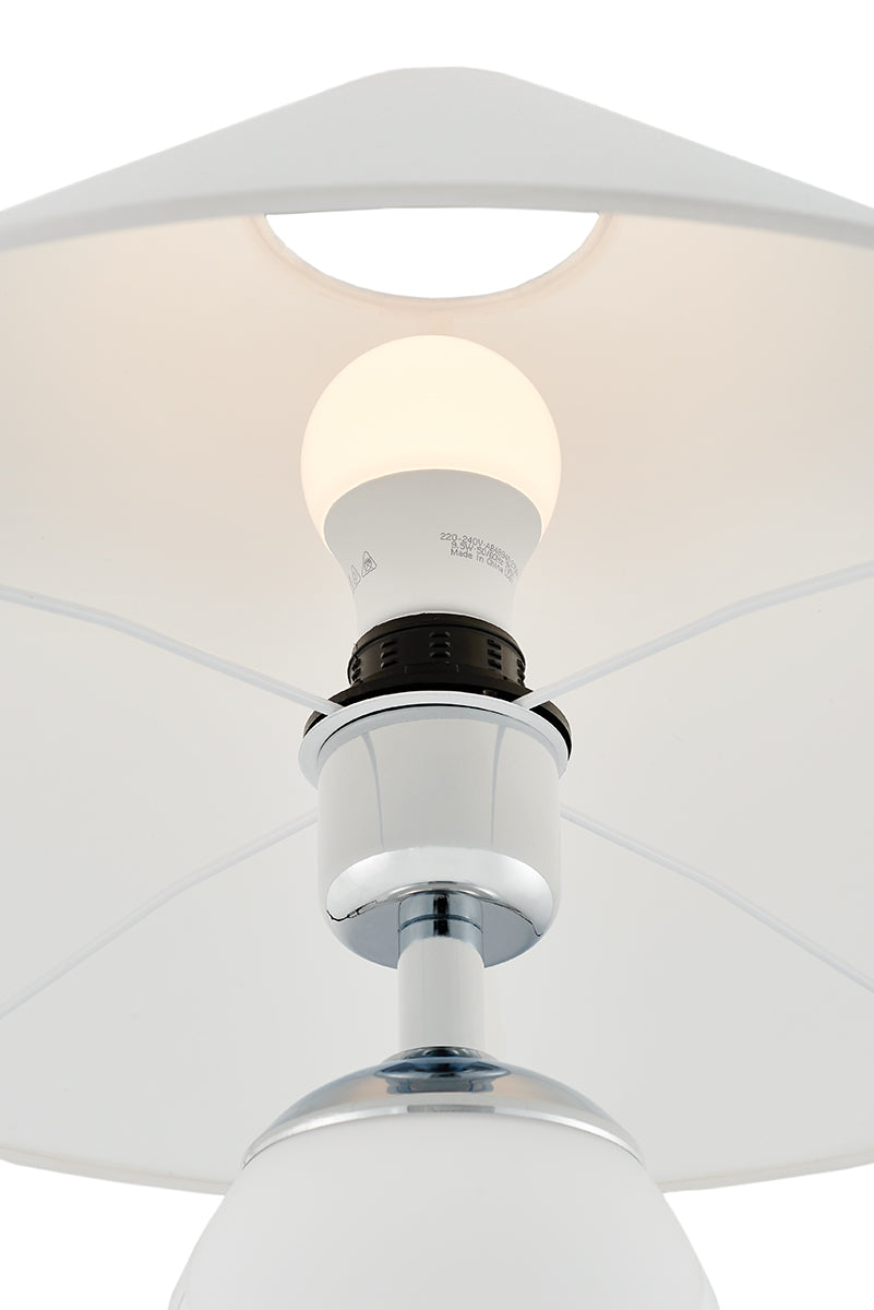 REA table lamp white with a frosted base and silver finish