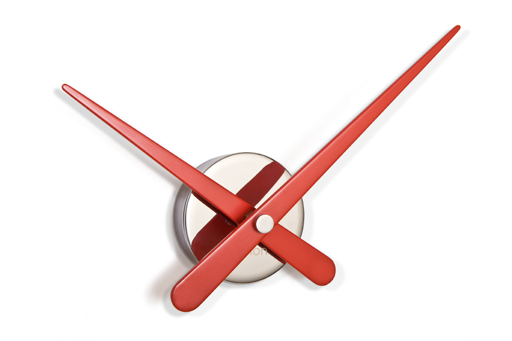 Wanduhr MINI RODON verchromt mit rotem Finish