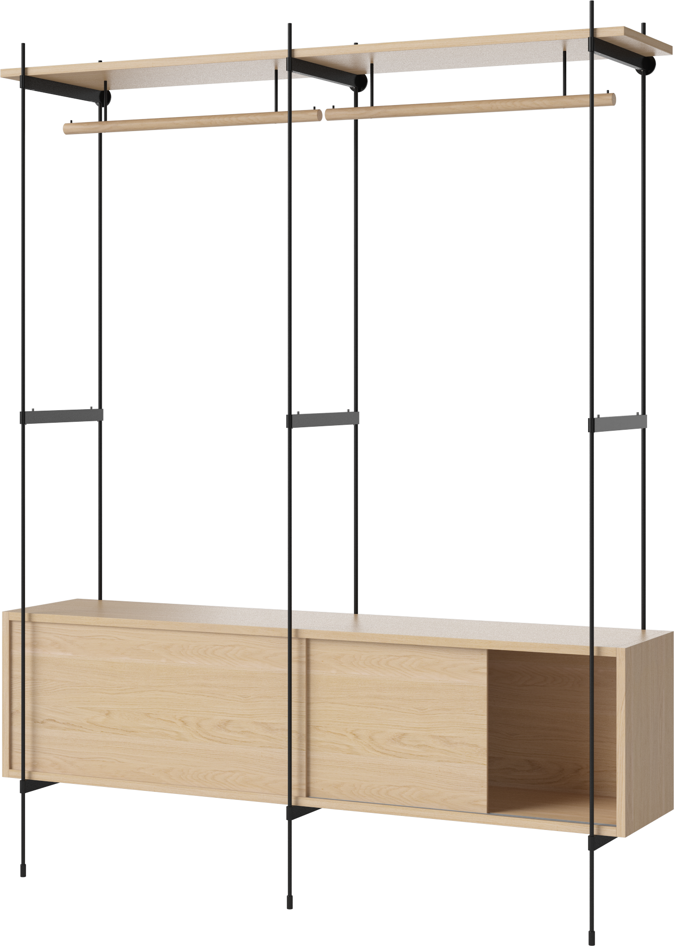 Wandrek met kledinghanger ROD gebleekt eikenfineer met zwarte frame