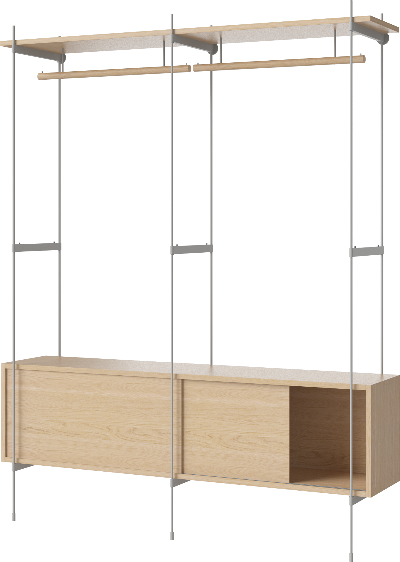 Wandrek met kledinghanger ROD gebleekt eikenfineer met stalen frame