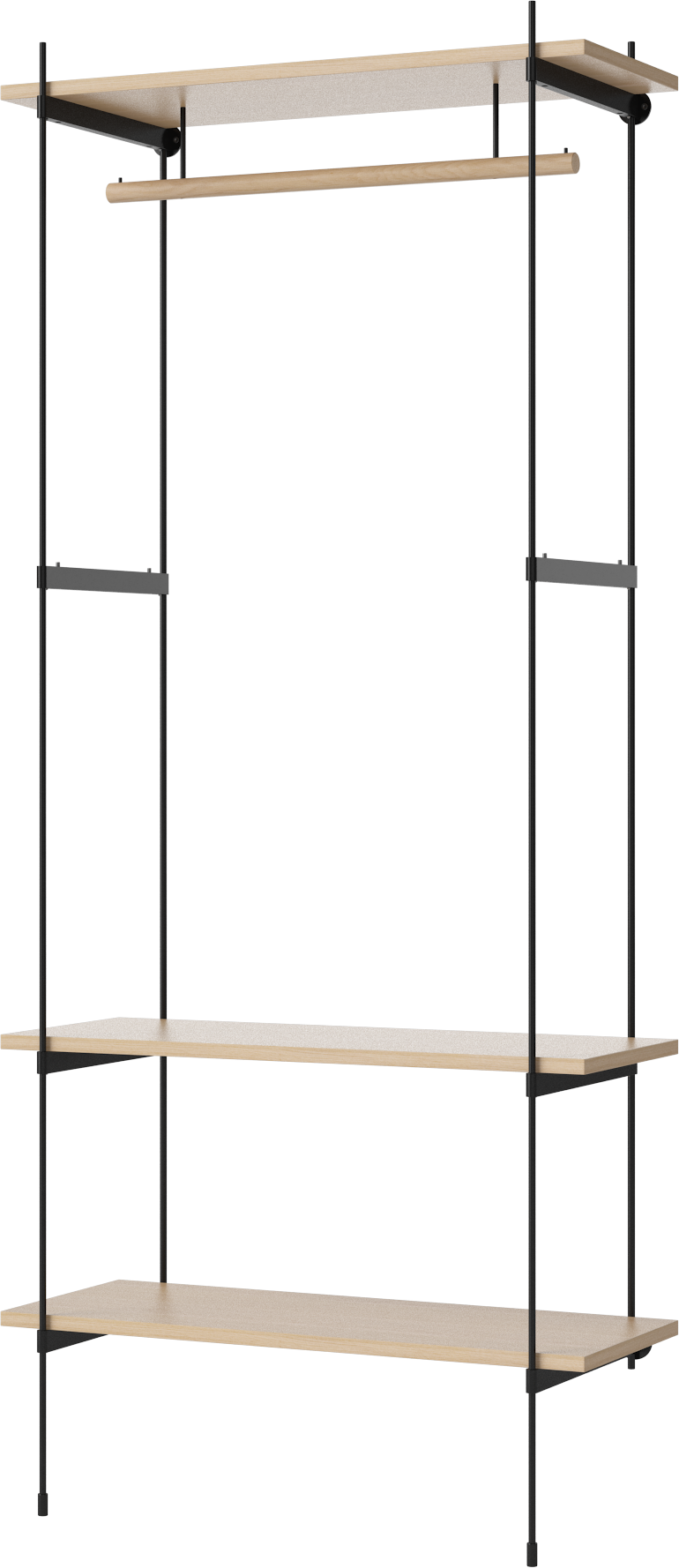 Wandrek met kledinghanger ROD gebleekt eikenfineer met zwarte frame