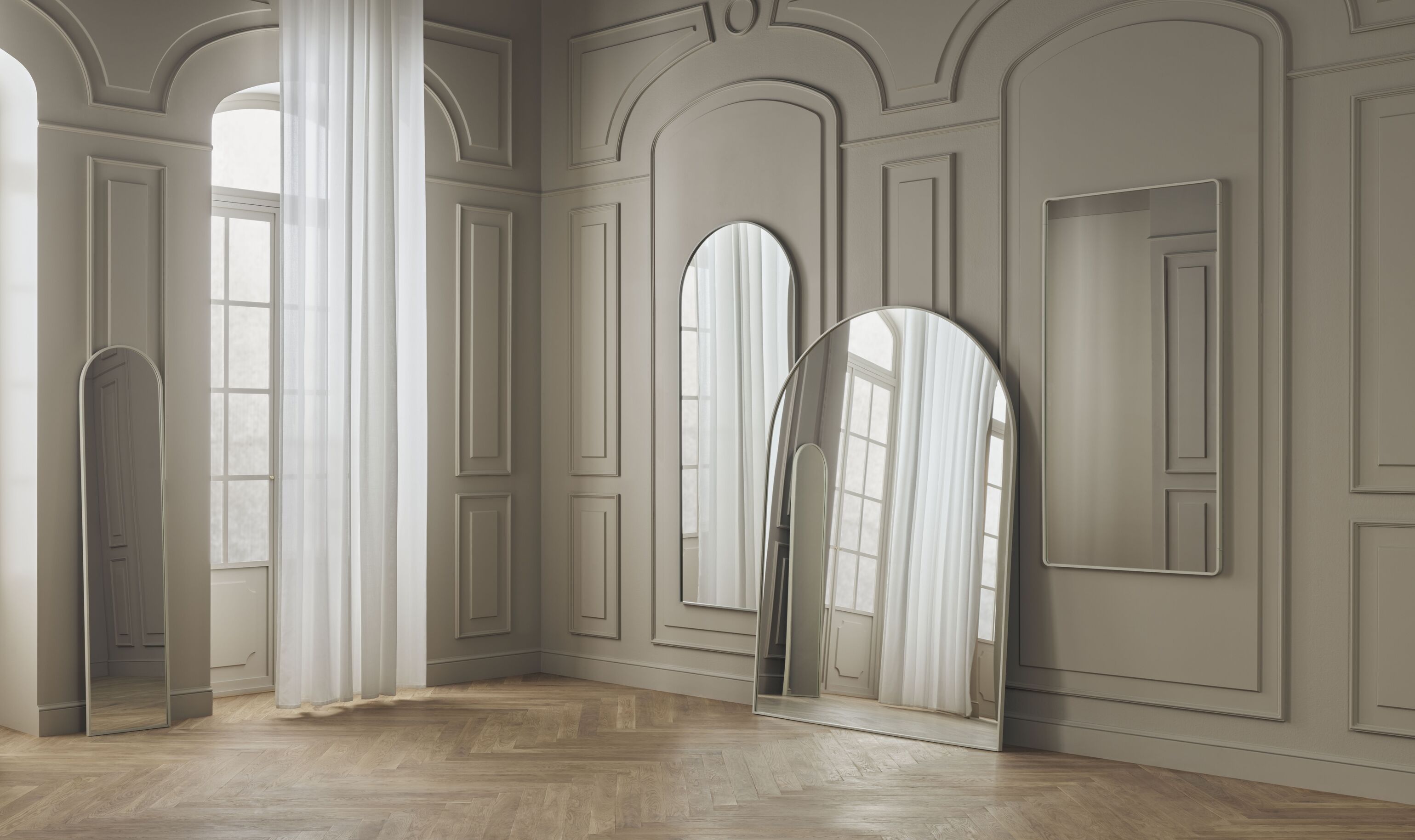 Ripple mirror with a gray frame