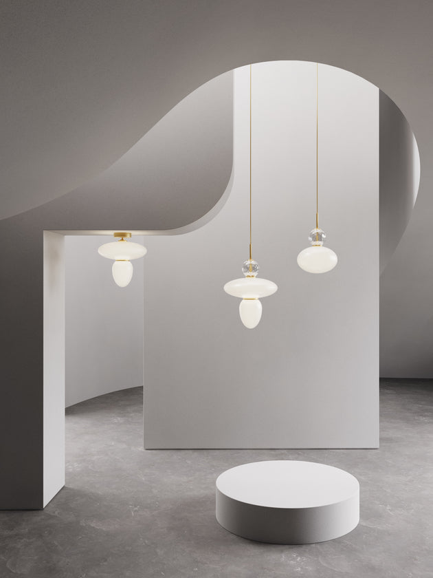 RIZZATTO 32 Brass Pendant Lamp with Opal Glass