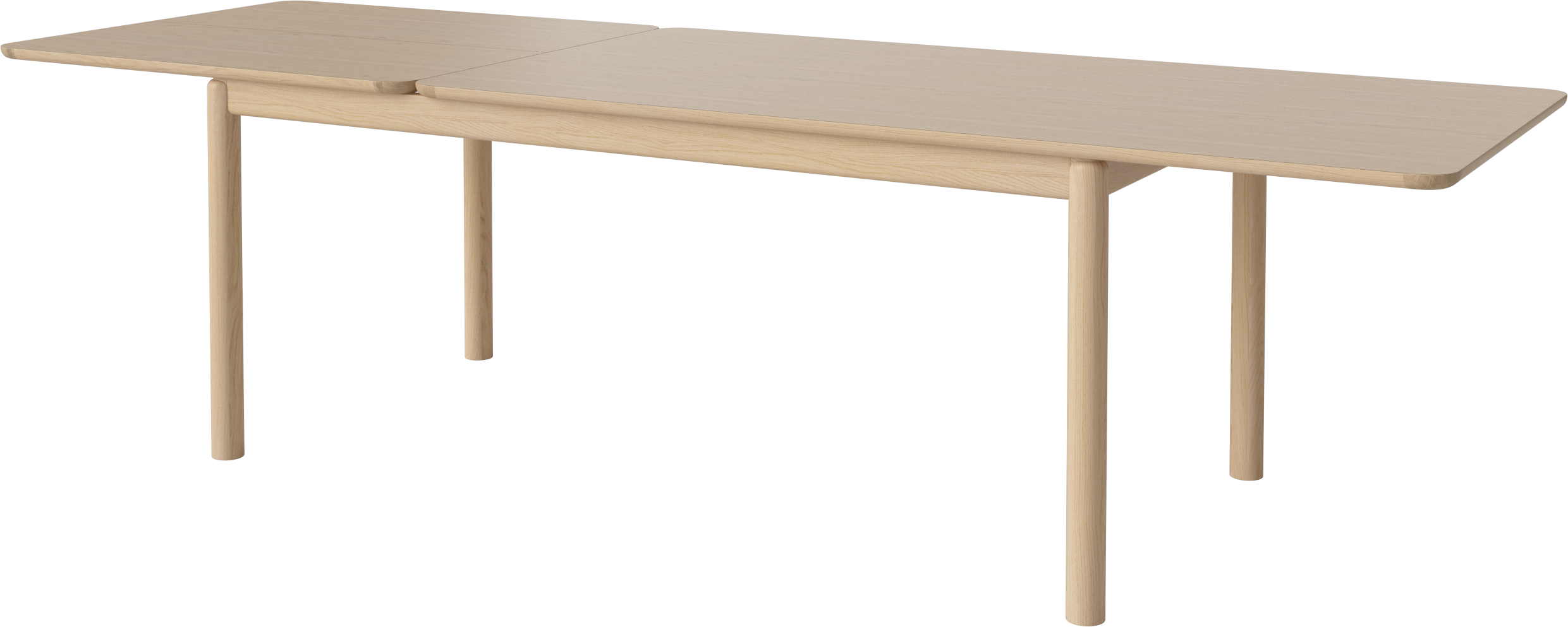 Uitschuifbare tafel RONYA gebleekt eikenfineer met een gebleekte basis