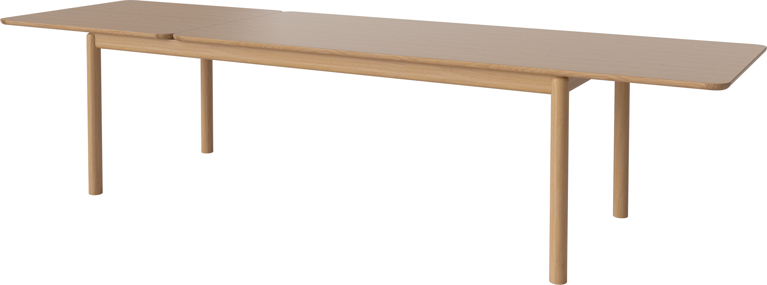 Uittrekbare tafel RONYA eikenfineer met eiken basis