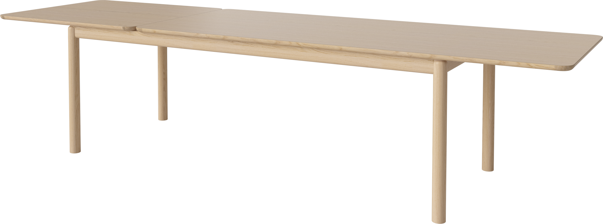 Uitschuifbare tafel RONYA gebleekt eikenfineer met een gebleekte basis