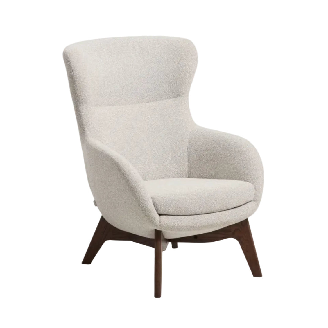 Fauteuil ADIRAN lichtbeige chenille met een donkere eiken basis