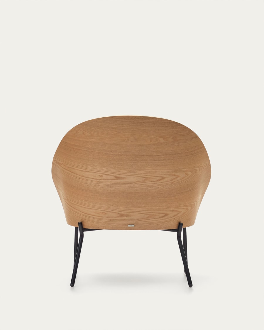 EAMY fauteuil lichtgrijs met essenhouten afwerking