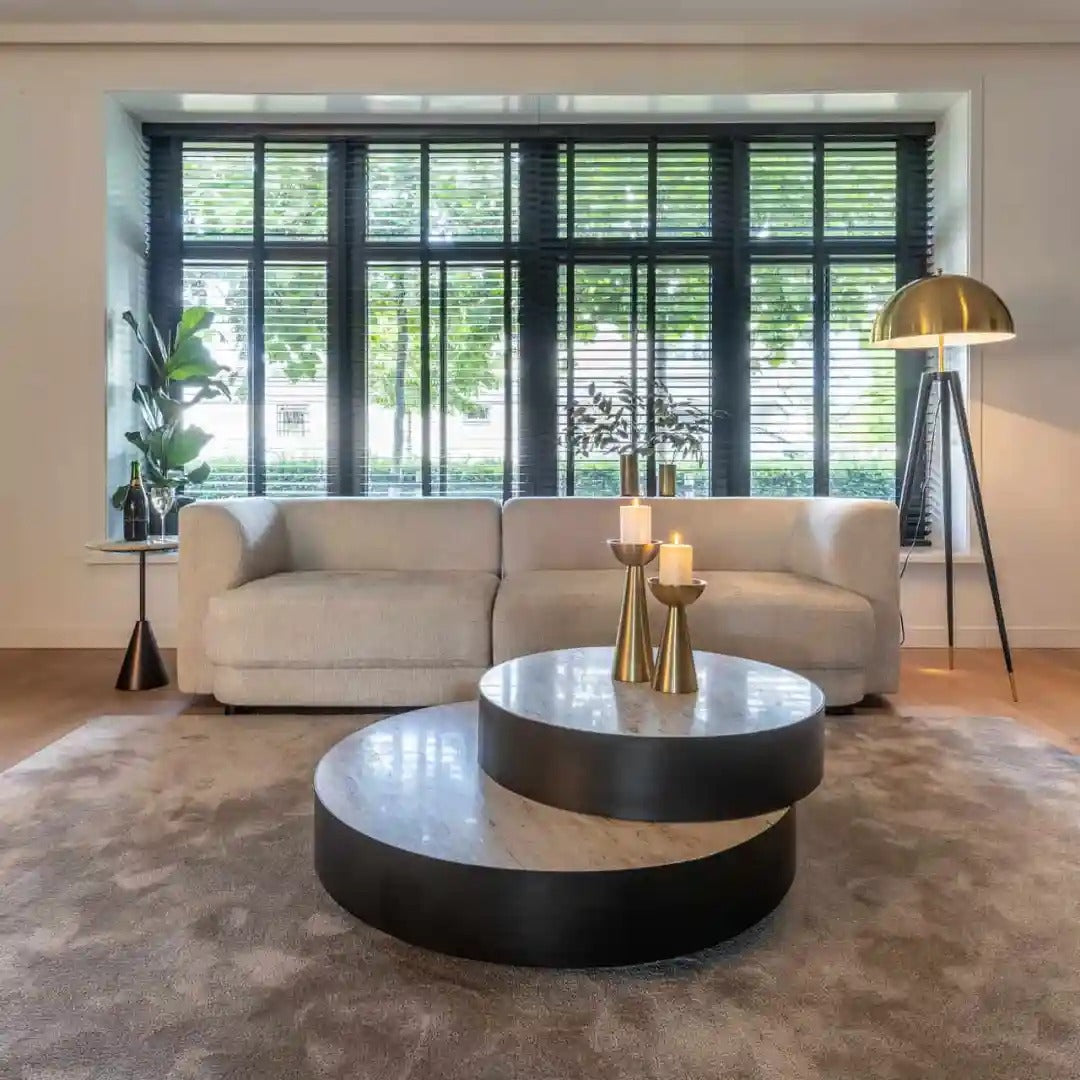 Koffietafel AVALON travertijn met een bruine basis