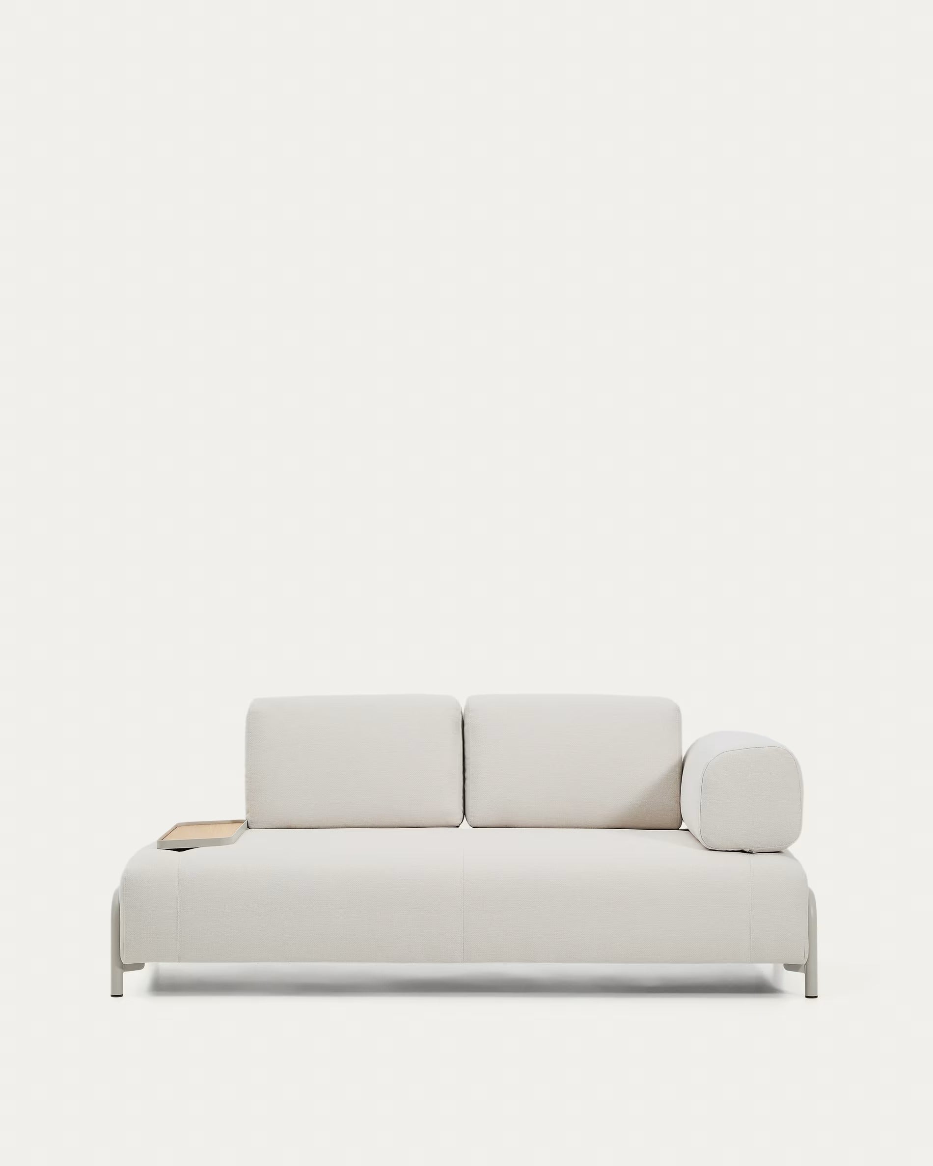 Sofa 2-sitzig rechts mit Tablett COMPO beige mit beigem Sockel