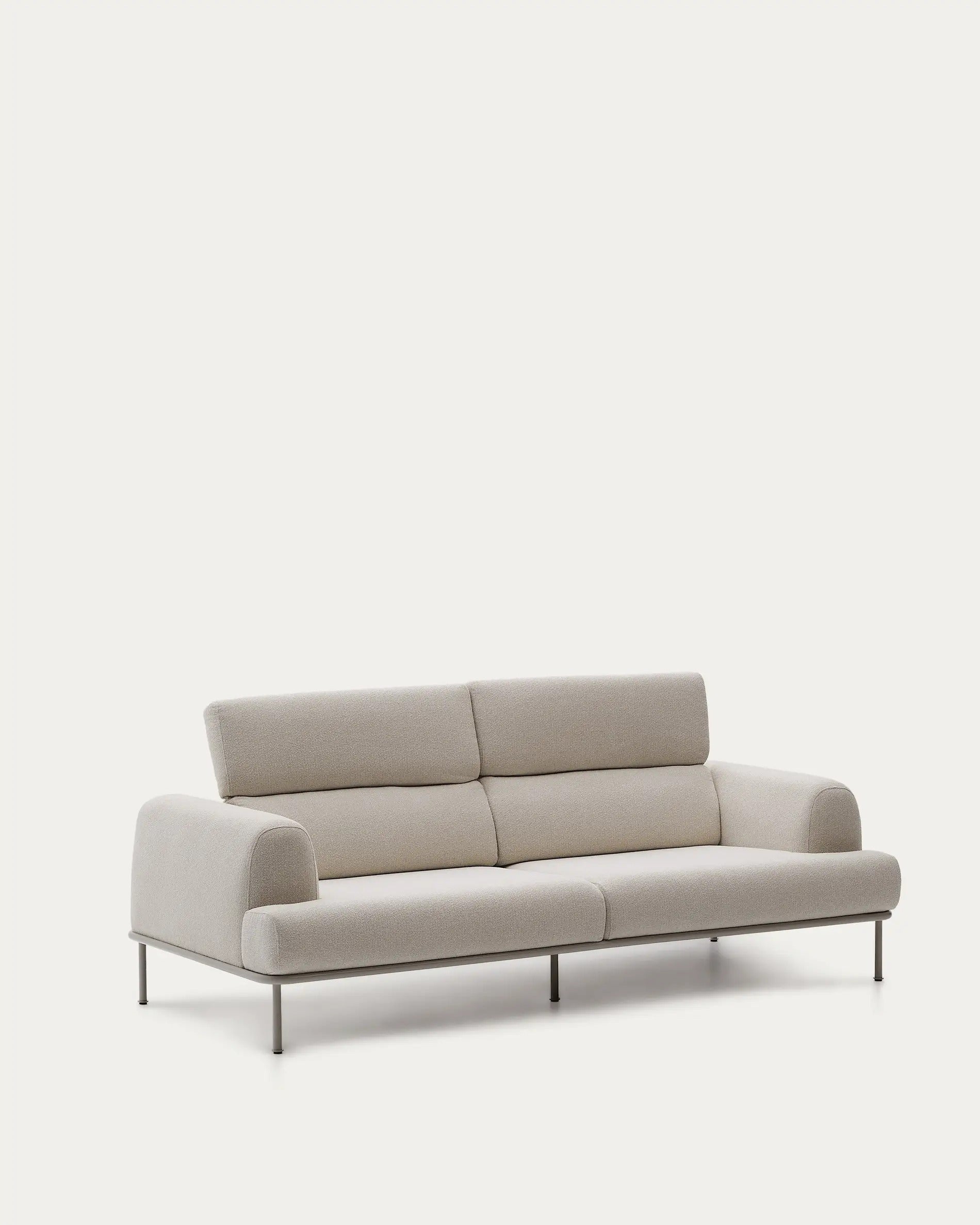 AURUM 3-Sitzer-Sofa, ecrufarbene Chenille mit beigem Untergestell 