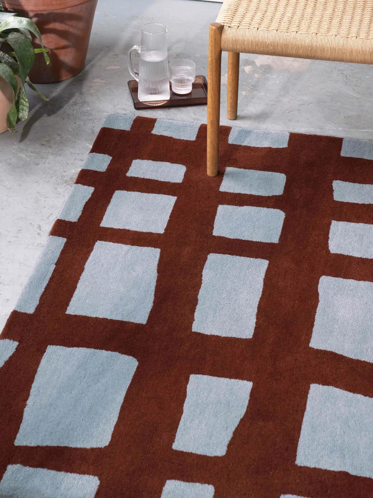 Dywan ARLO BRICK bordowy z szarym do salonu – Scion Living