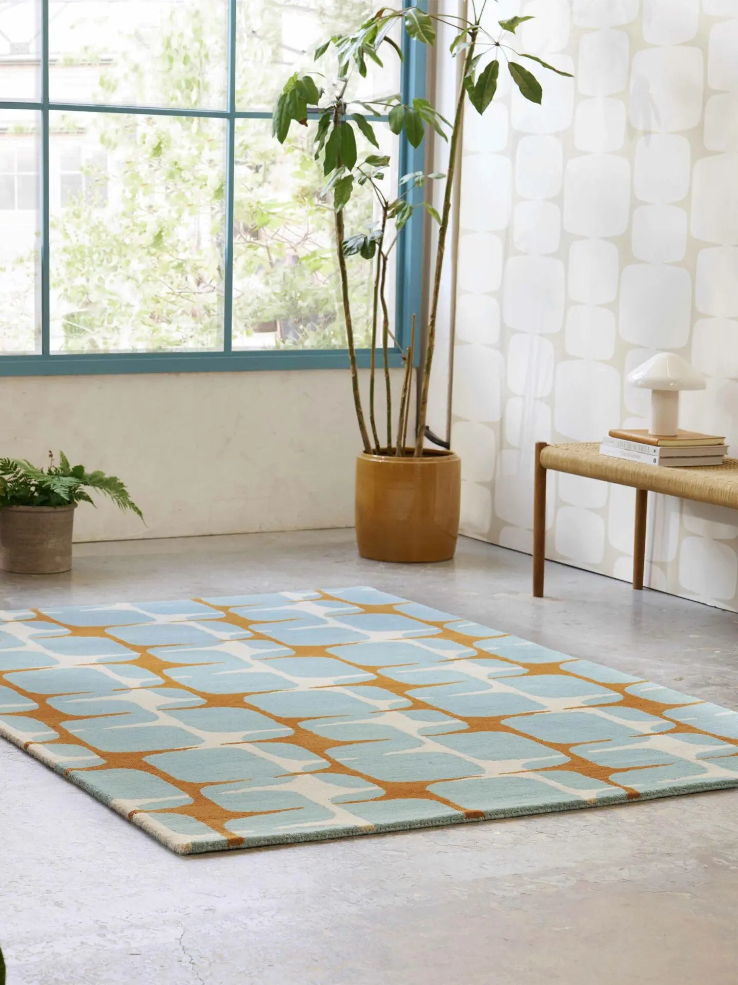 Vloerkleed GOING LOHKO beige met turquoise en oranje