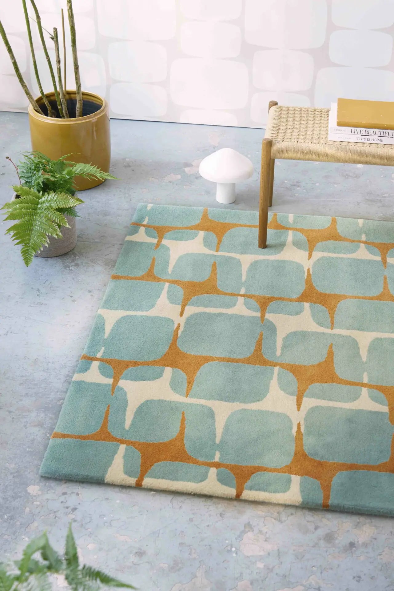 Vloerkleed GOING LOHKO beige met turquoise en oranje