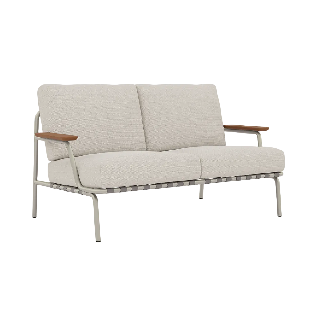 Outdoor 2-Seater Sofa with Armrests SETTLE Light Gray with Gray Base [Amelia]