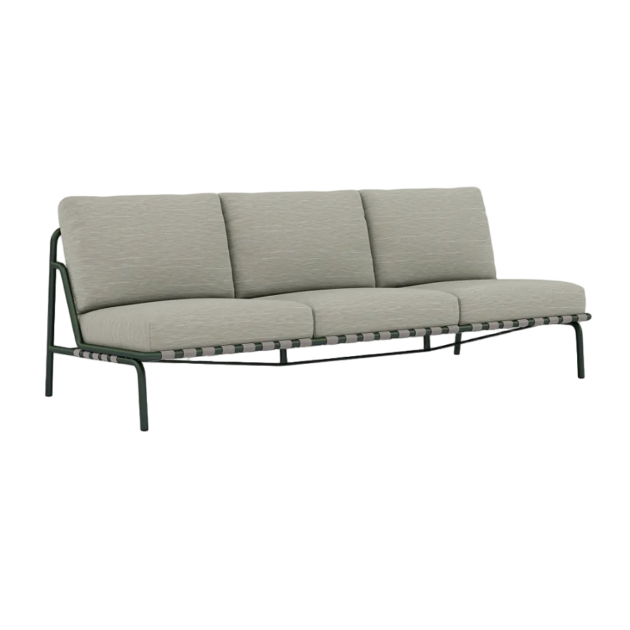 Sofa für den Außenbereich 3-sitzig SETTLE grau mit grünem Gestell [Amelia]