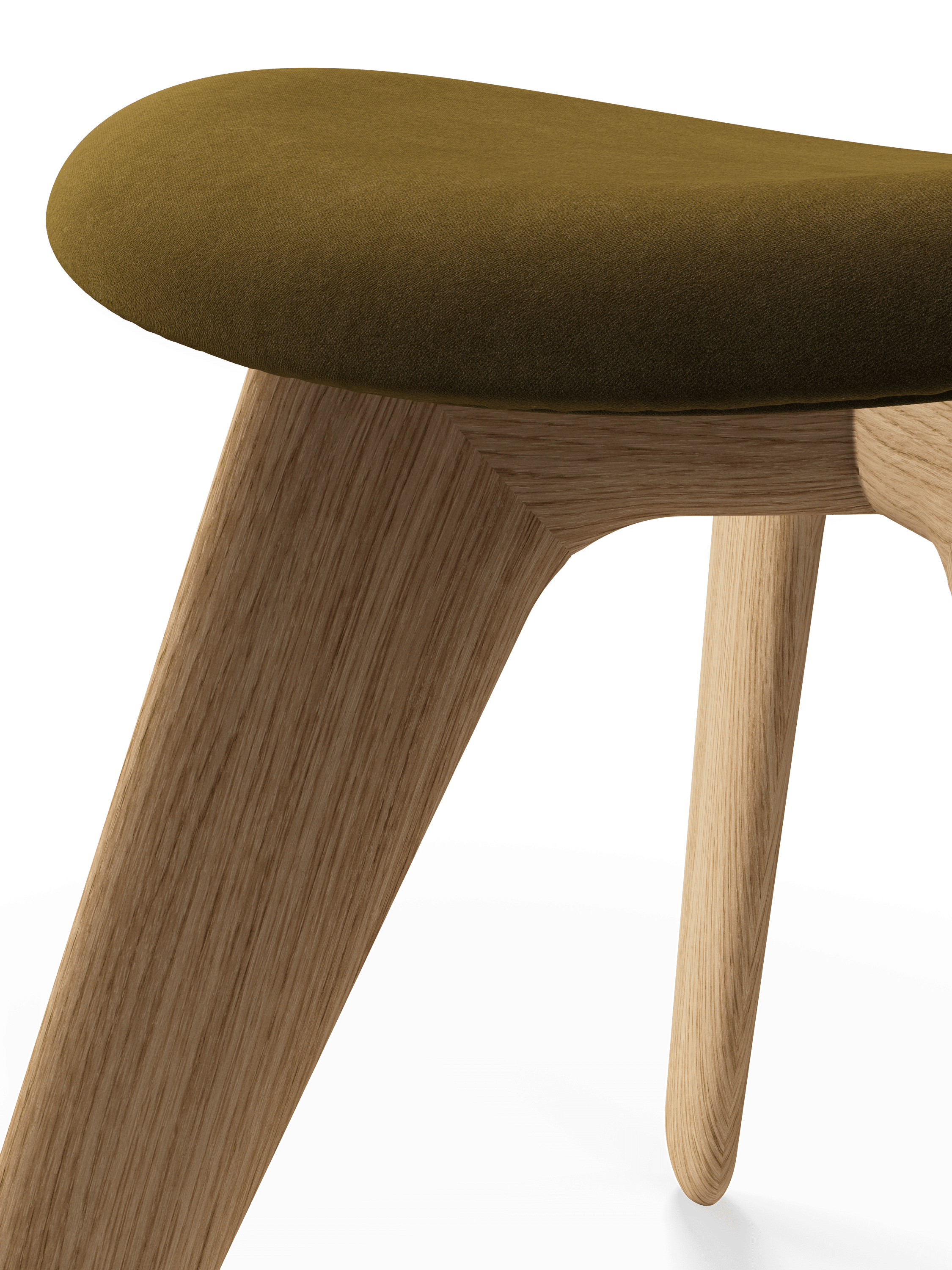 SLAB Ottoman in Khaki with Oak Base
