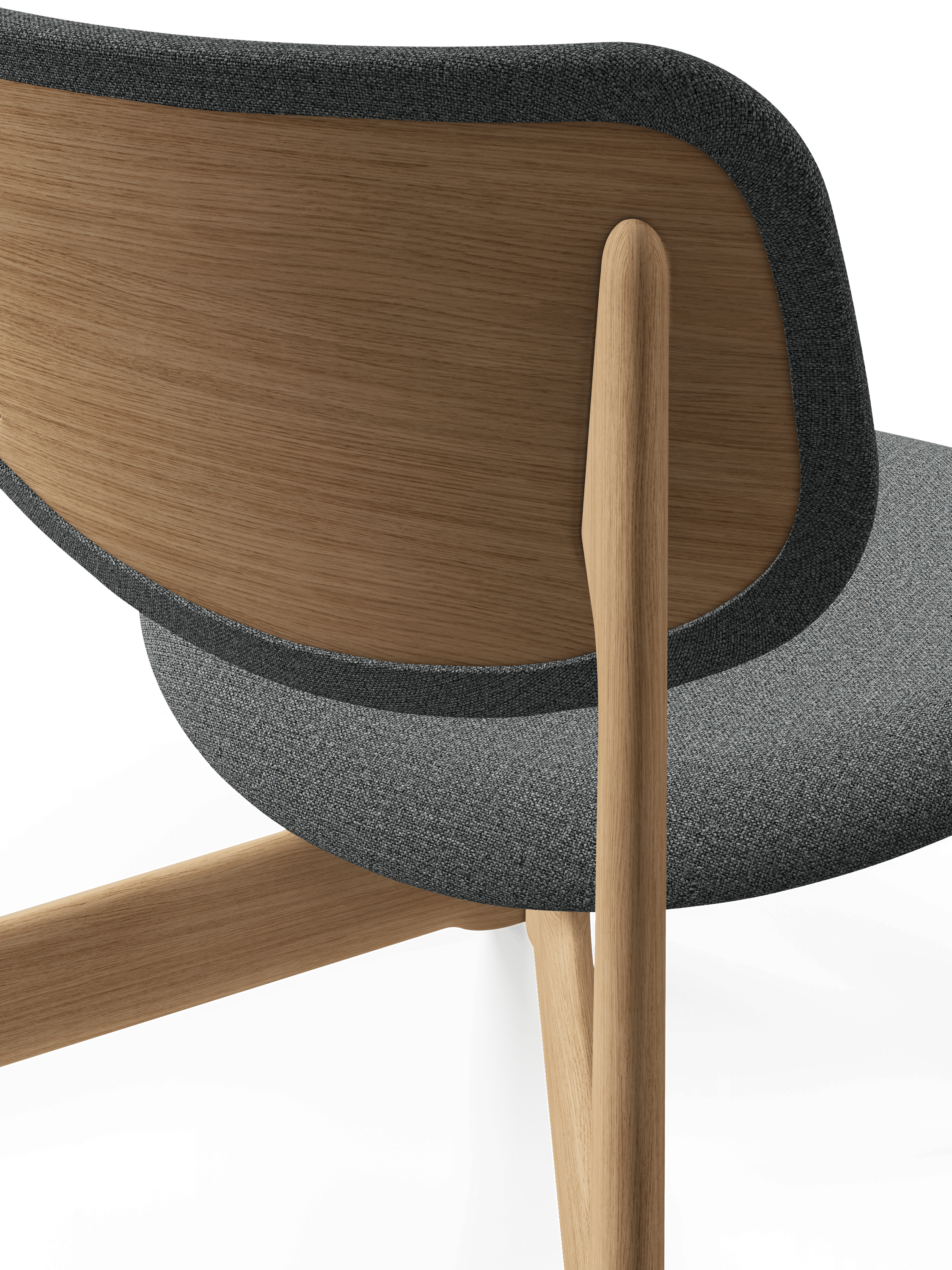 Fotel SLAB szary z dębową podstawą