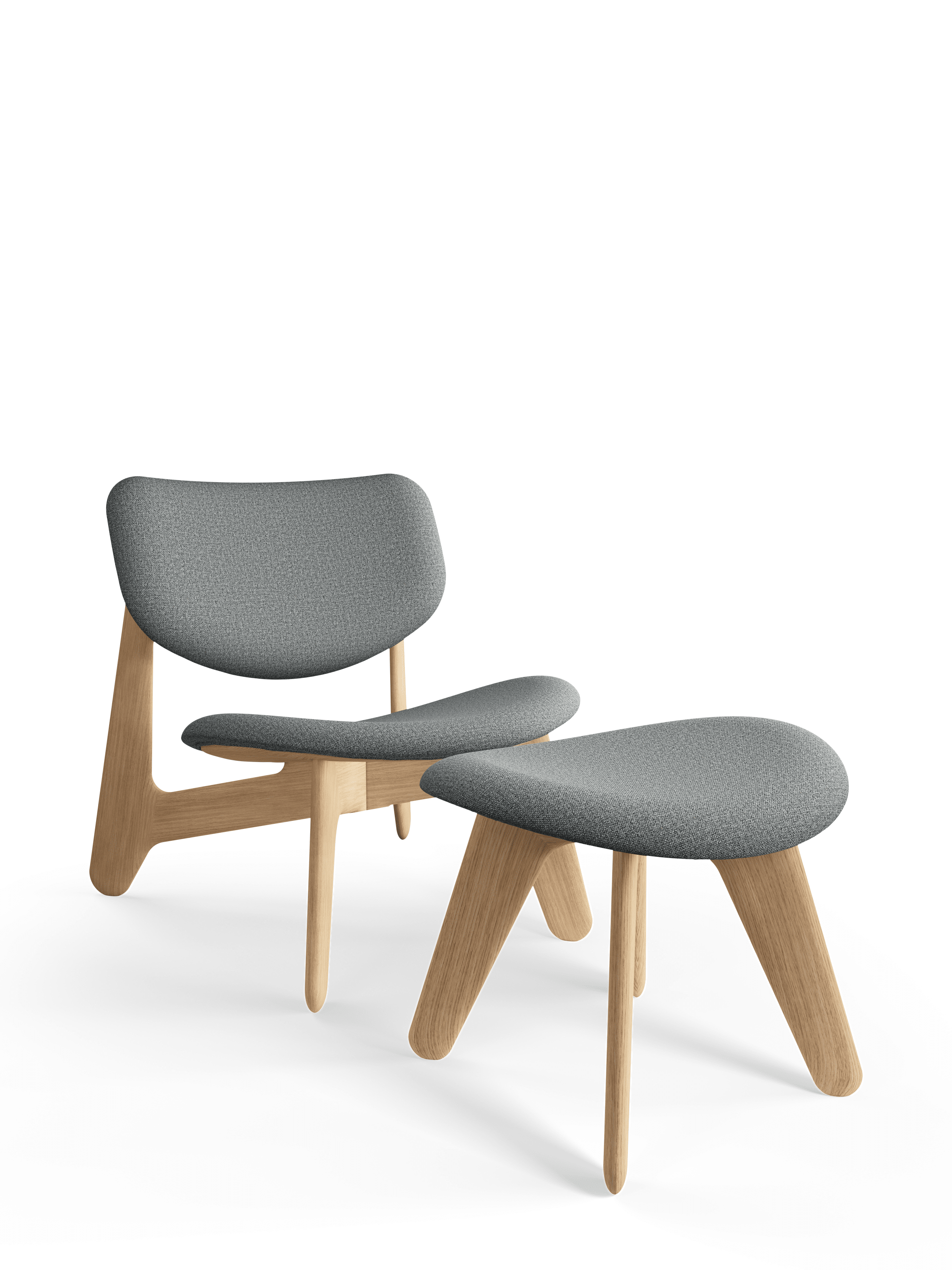 SLAB Gray Footrest with Oak Base