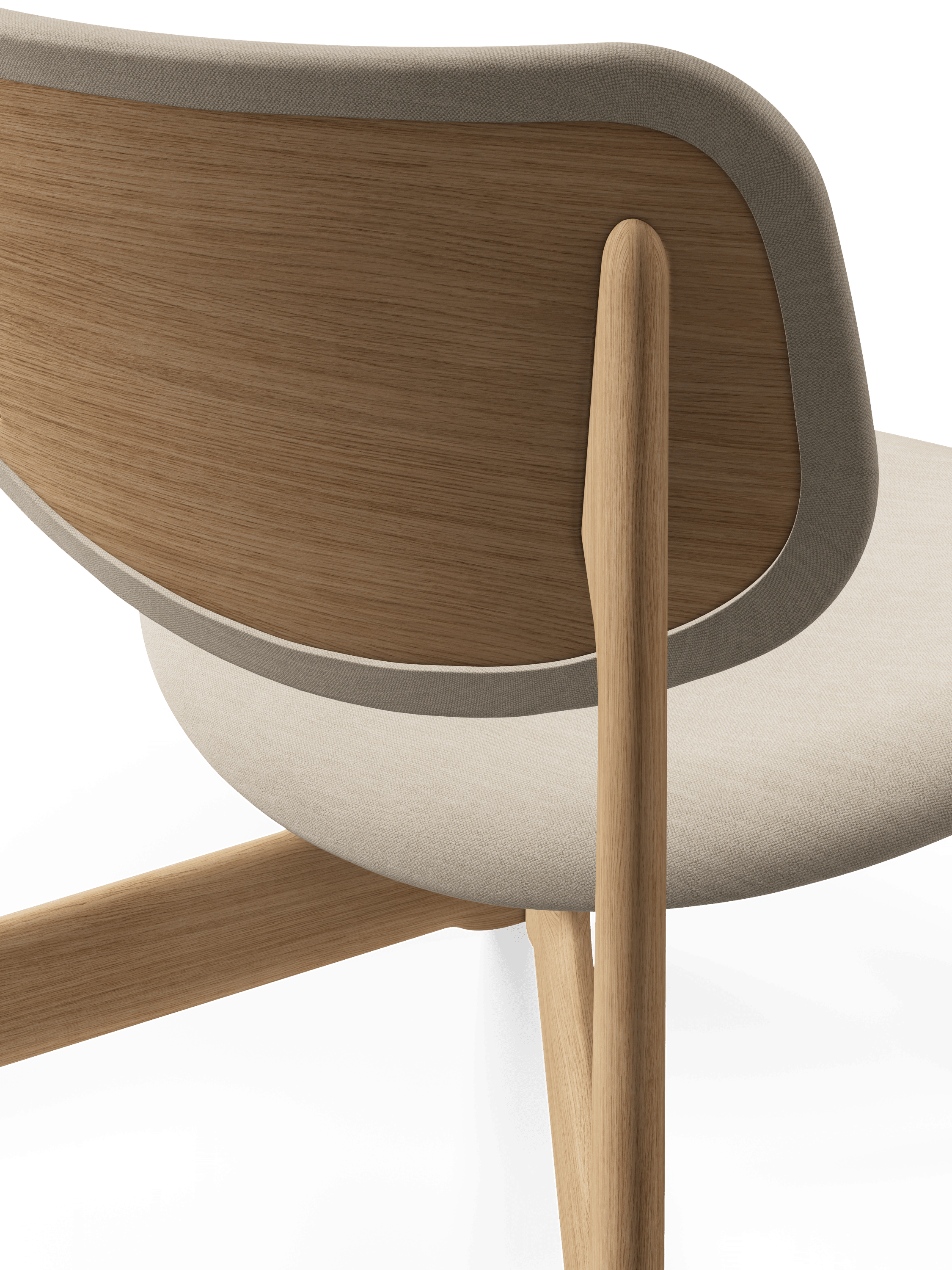 Sessel SLAB cremefarben mit Eichenbasis