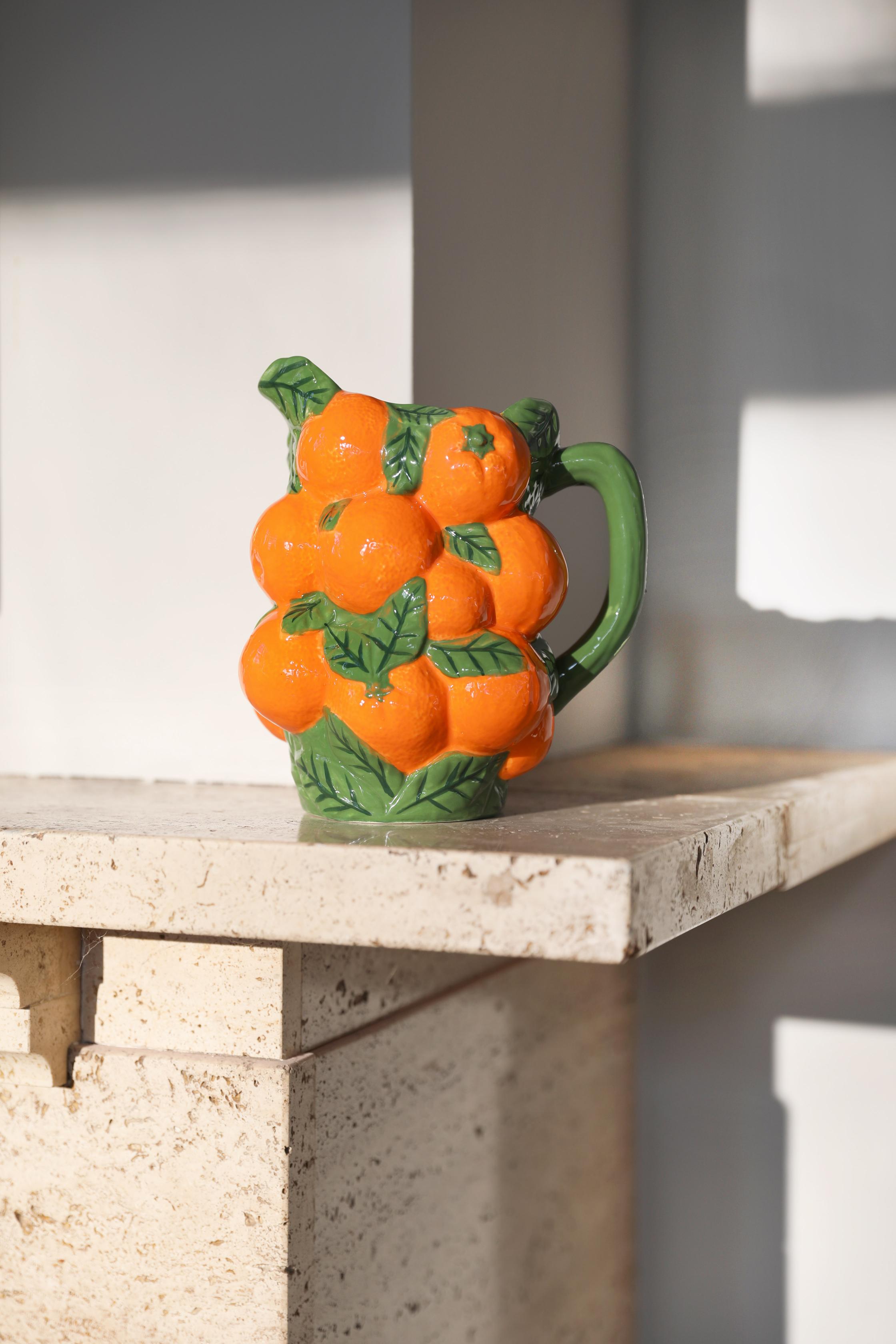 Dzbanek ORANGE pomarańczowy z zielonym