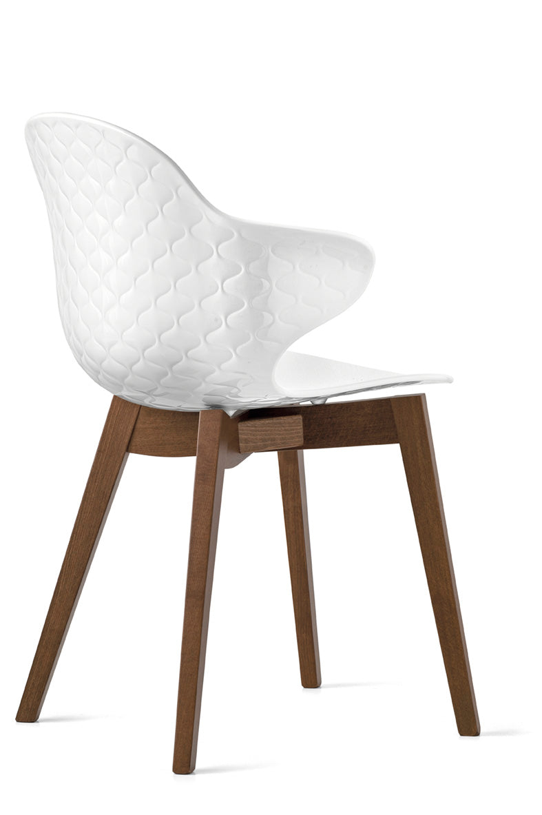 Stoel SAINT TROPEZ met witte zitting en donkere houten basis