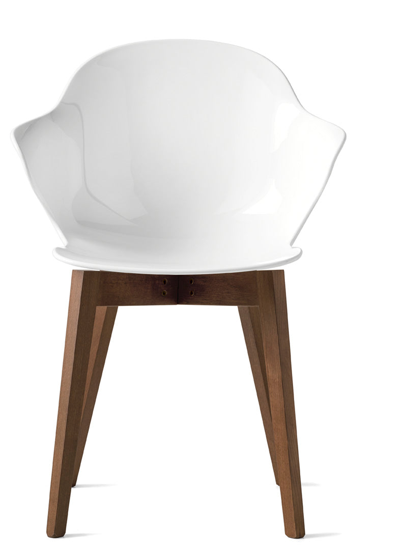 Stoel SAINT TROPEZ met witte zitting en donkere houten basis