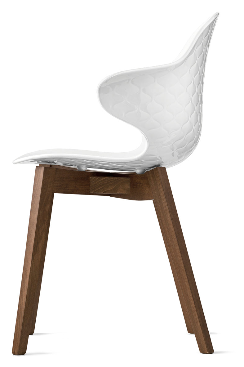 Stoel SAINT TROPEZ met witte zitting en donkere houten basis