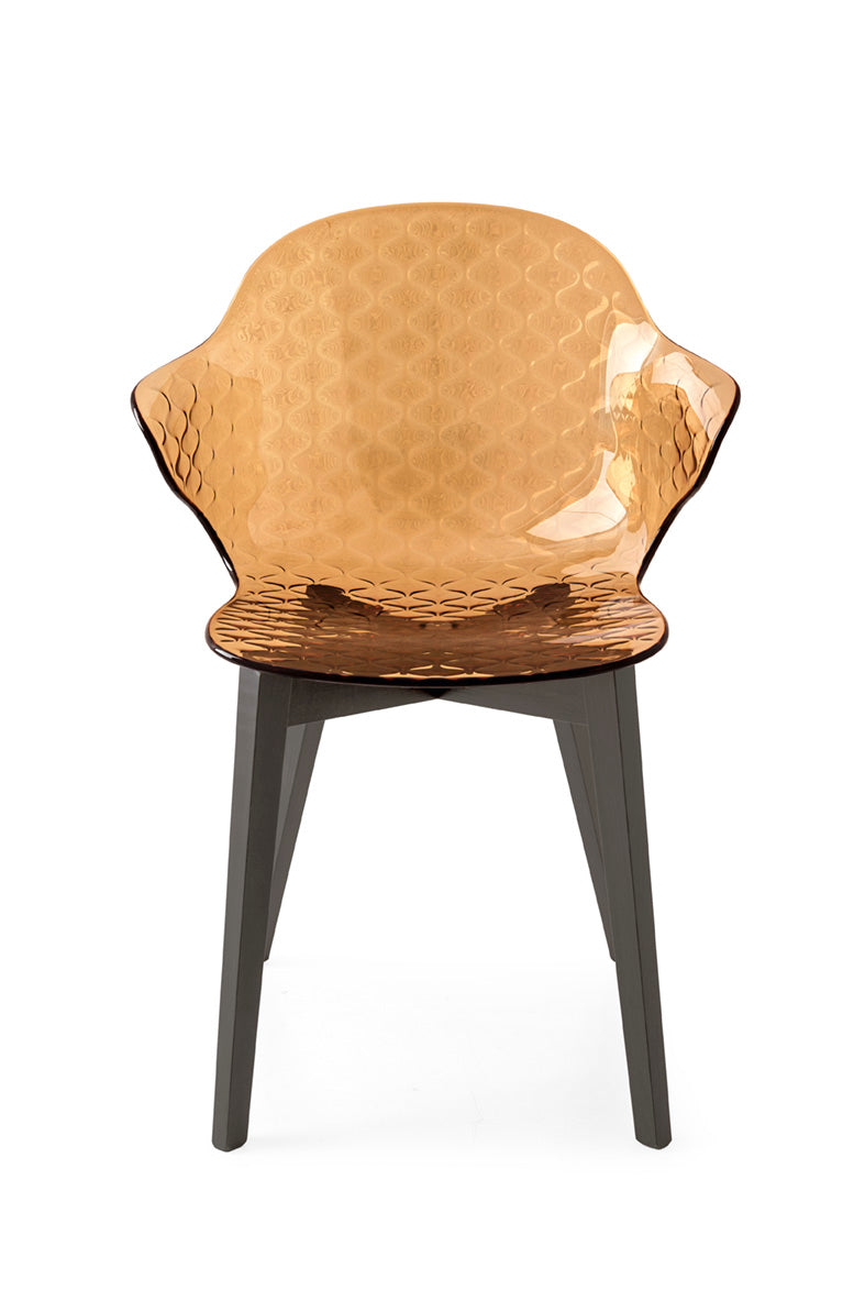 Stoel SAINT TROPEZ met bruin zitvlak en grafieten houten basis