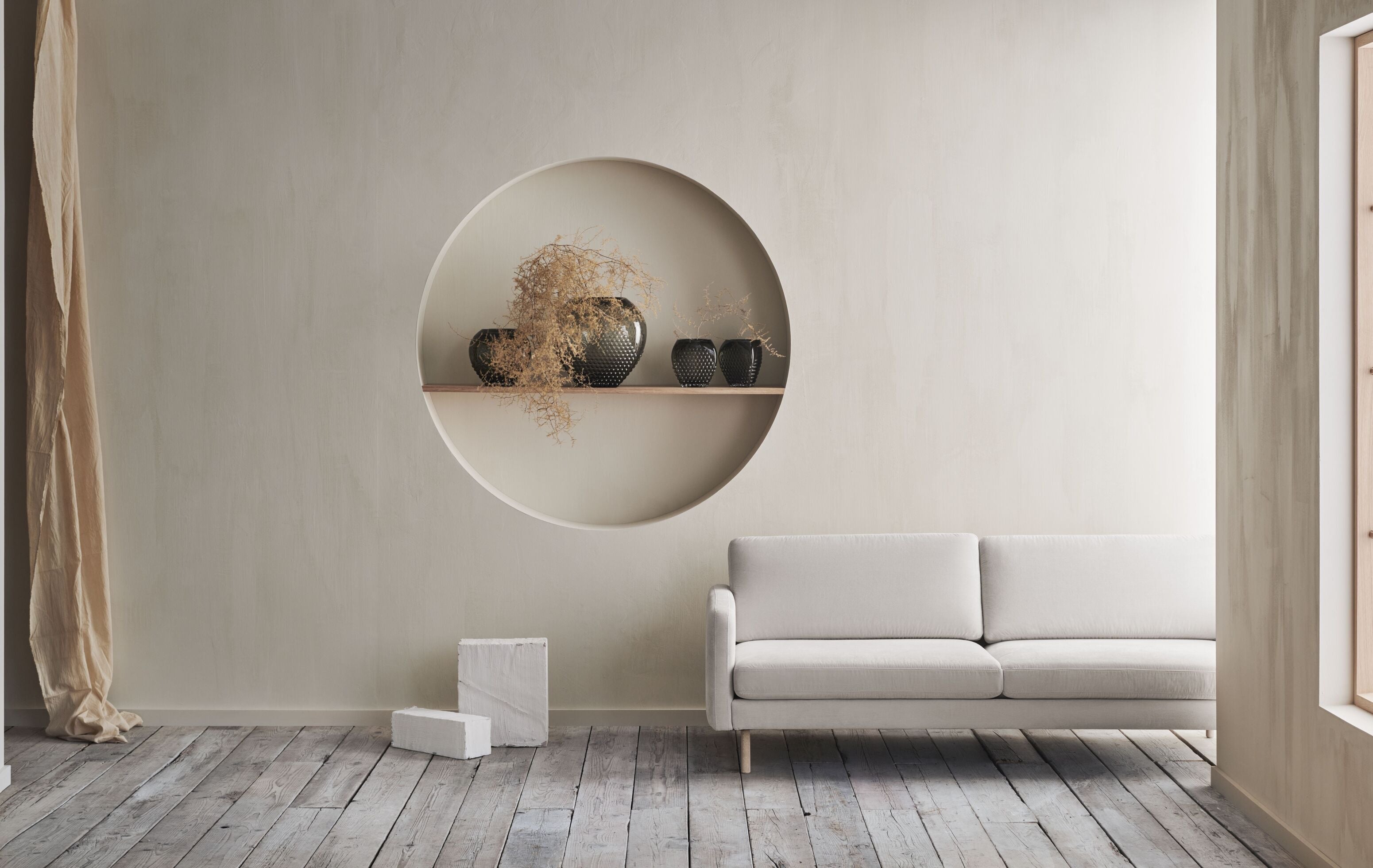 3-person Sofa Scandinavia Remix base of bleached oak wood