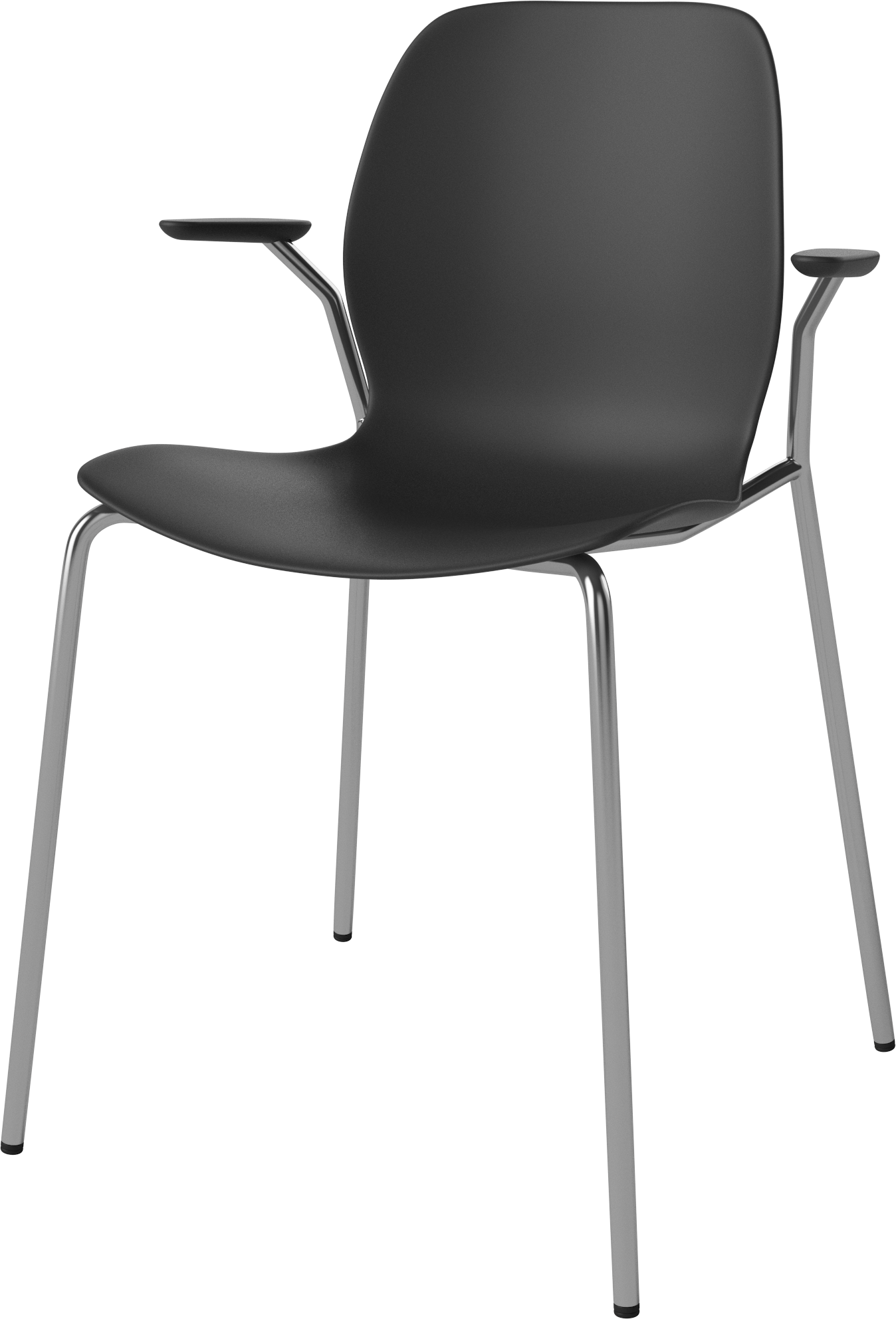 Seed black chair with a steel base