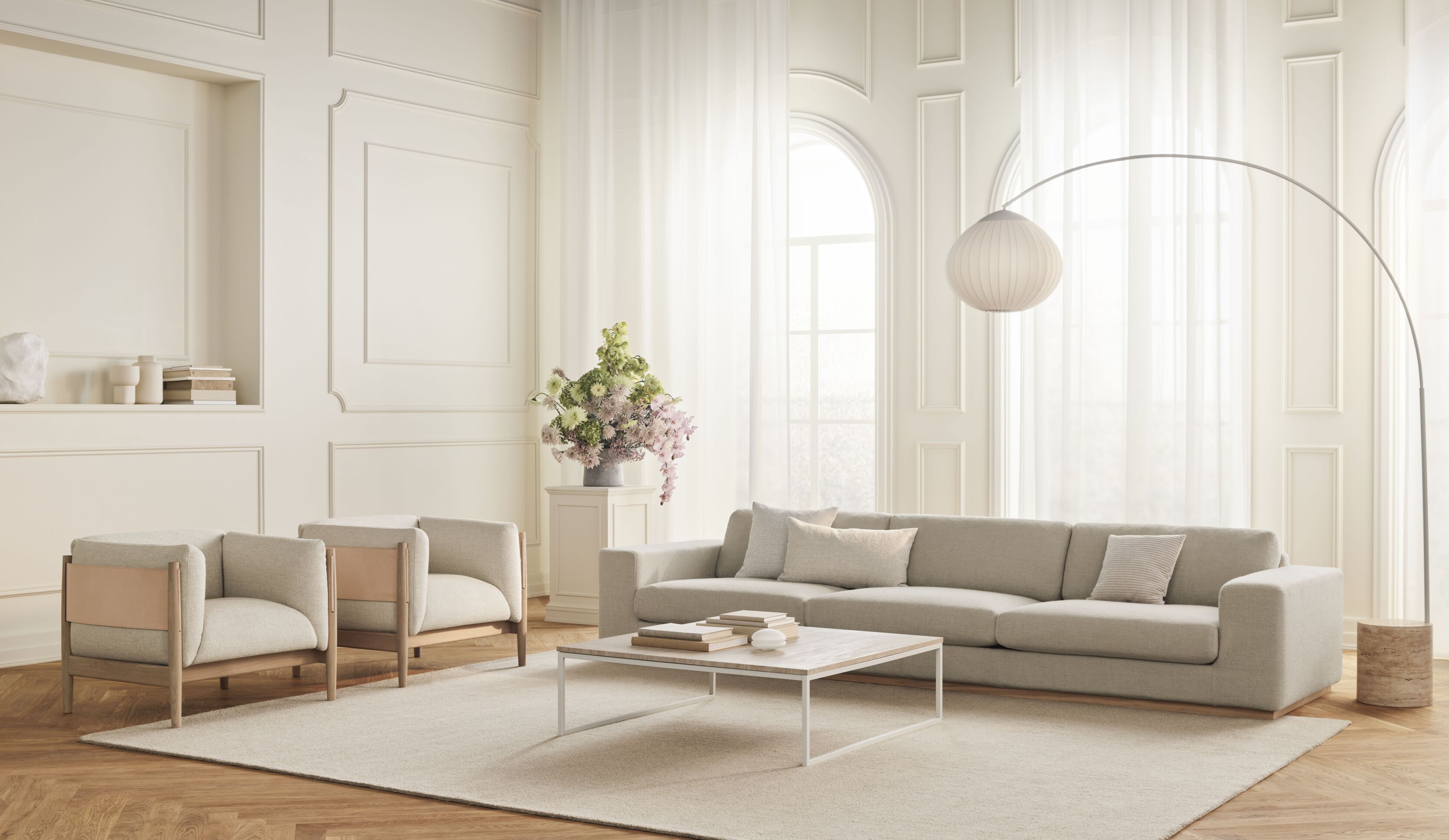 Tauch -Sessel natürliches Leder mit einer Eichenbasis