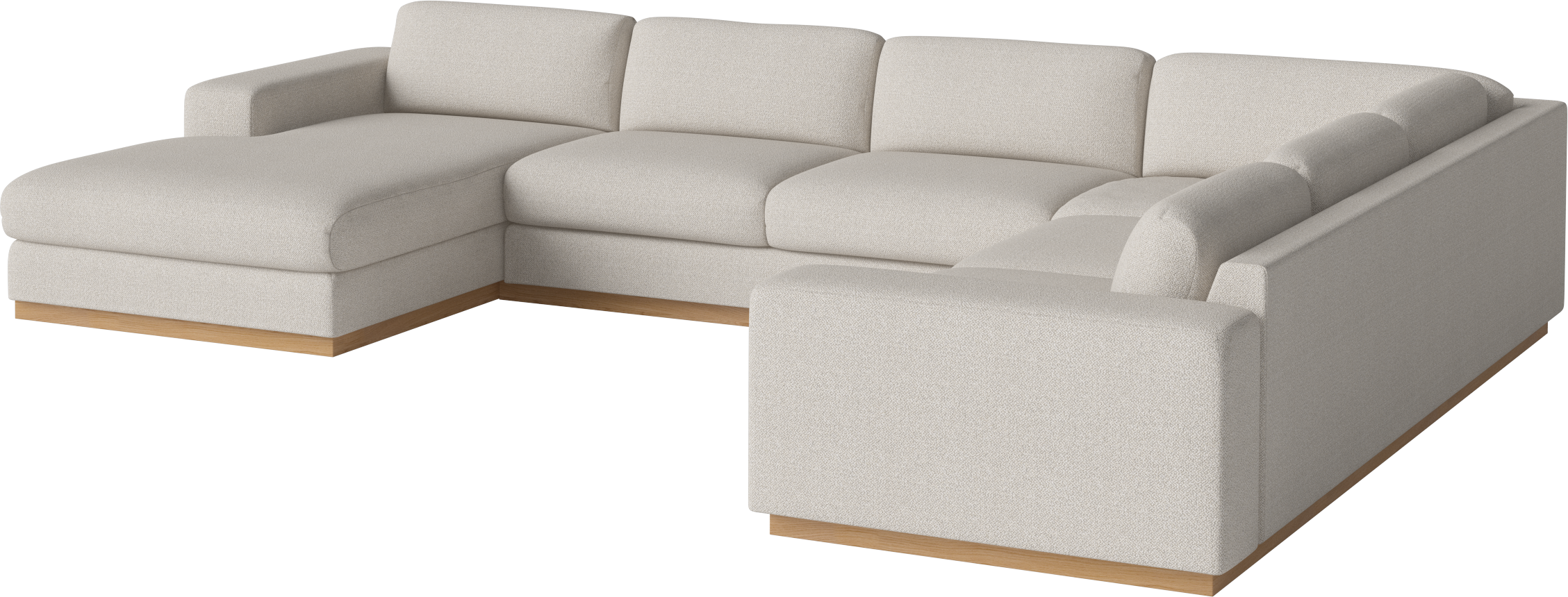 Hoekbank met chaise longue SEPIA links met eiken basis