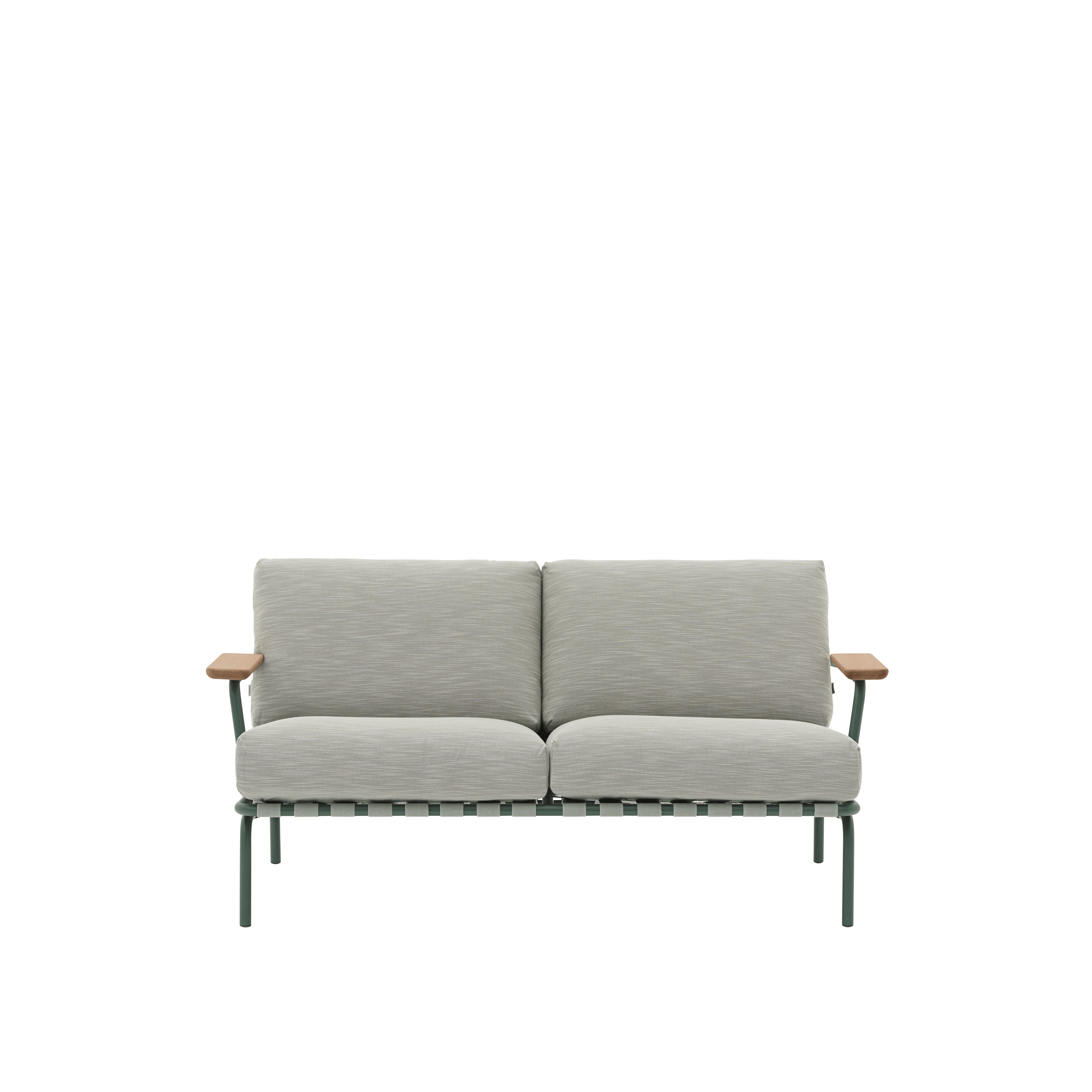 Sofa met armleuningen voor buiten 2-persoons SETTLE grijs met groene basis [Amelia]