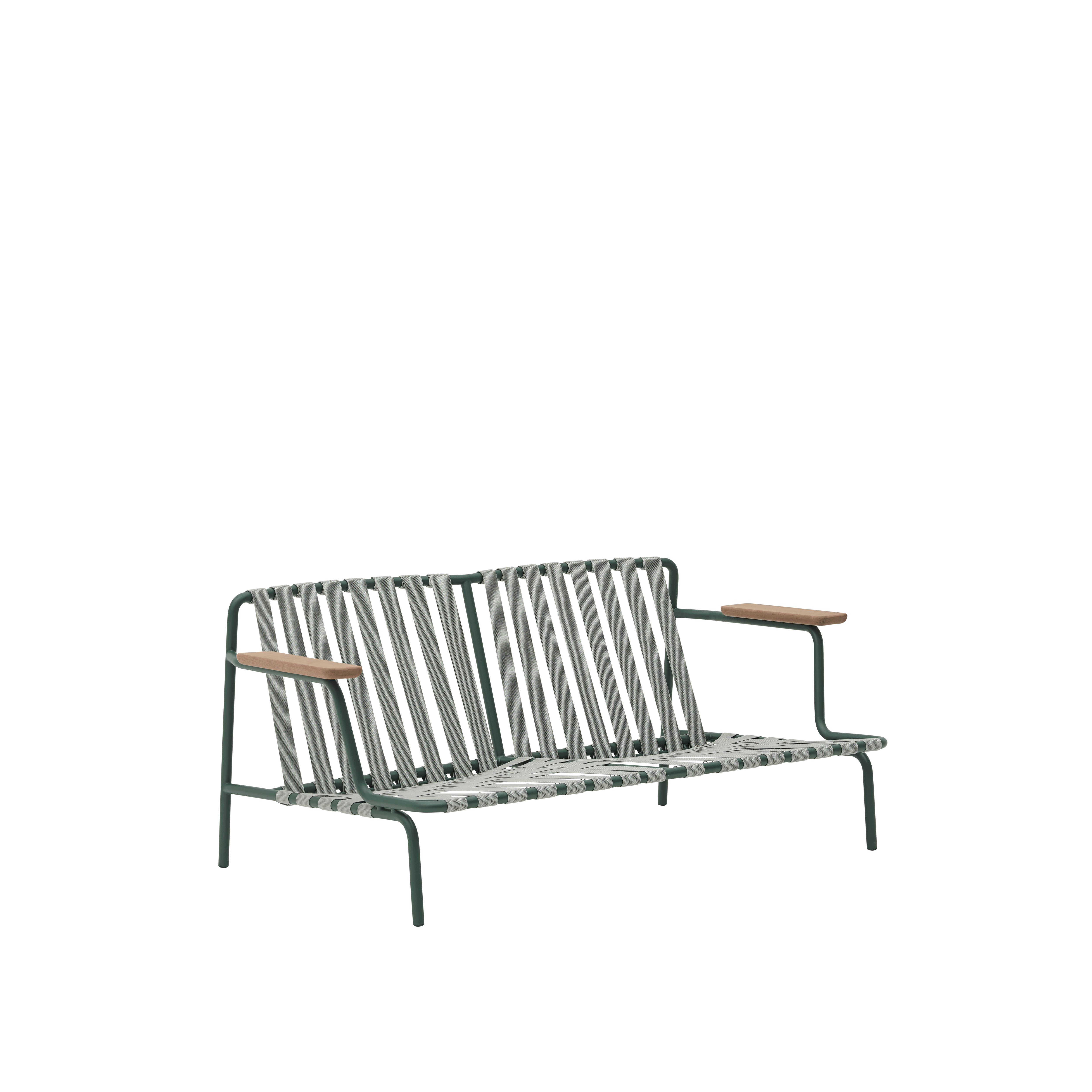 Sofa met armleuningen voor buiten 2-persoons SETTLE grijs met groene basis [Amelia]