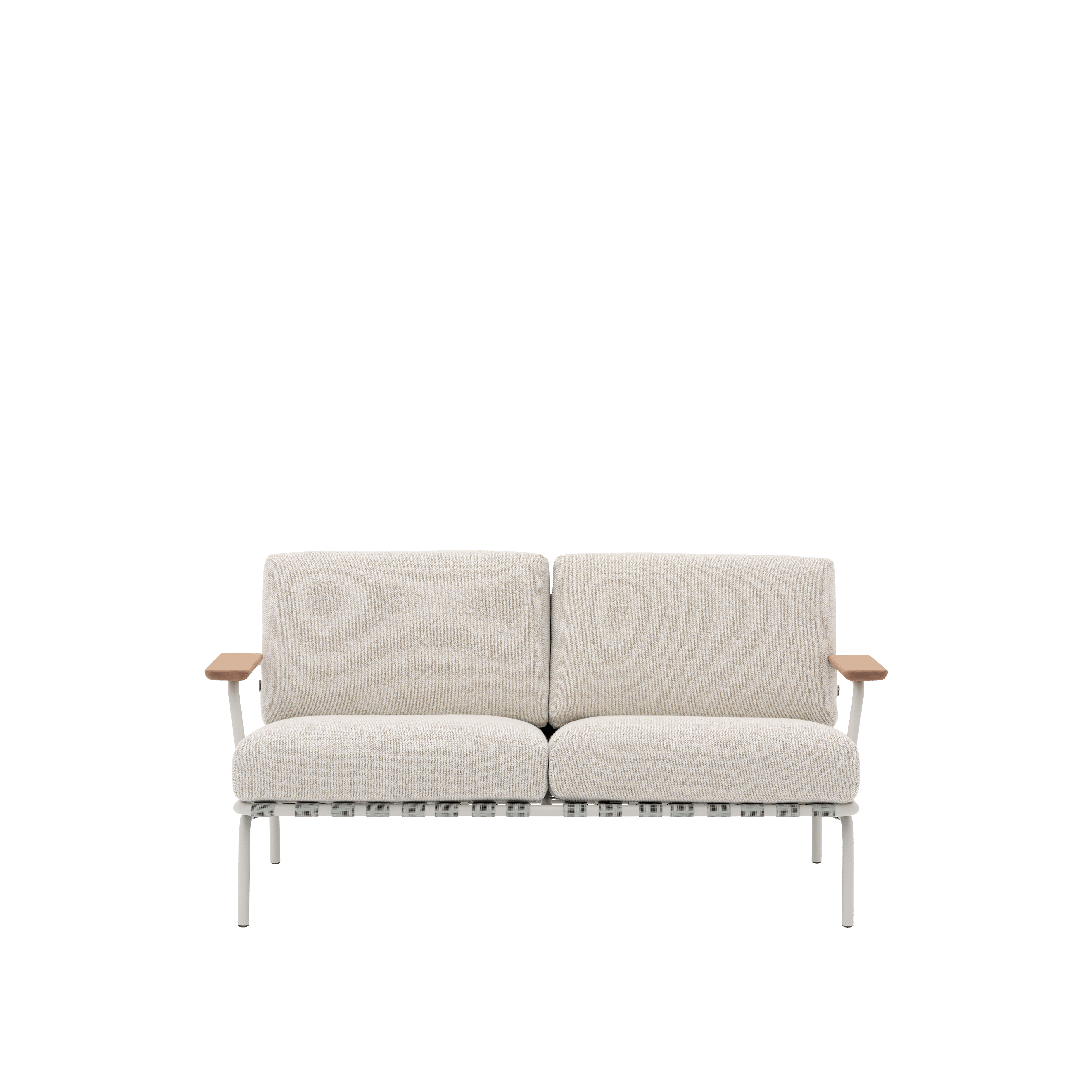 Outdoor 2-Seater Sofa with Armrests SETTLE Light Gray with Gray Base [Amelia]